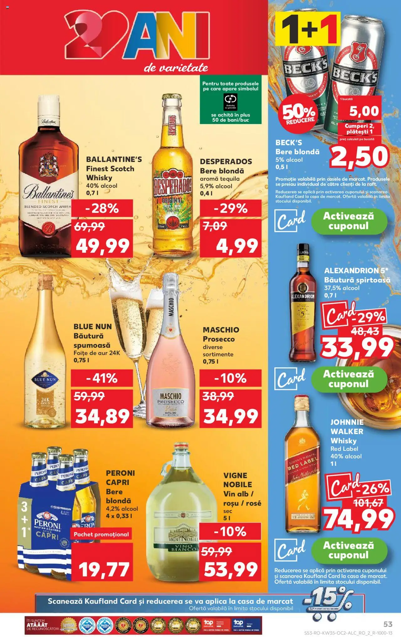Kaufland RO akciós ujság - amely érvényes a következő dátumtól: 27.08.2025 | Oldal: 53 | Termékek: Tequila, Whisky