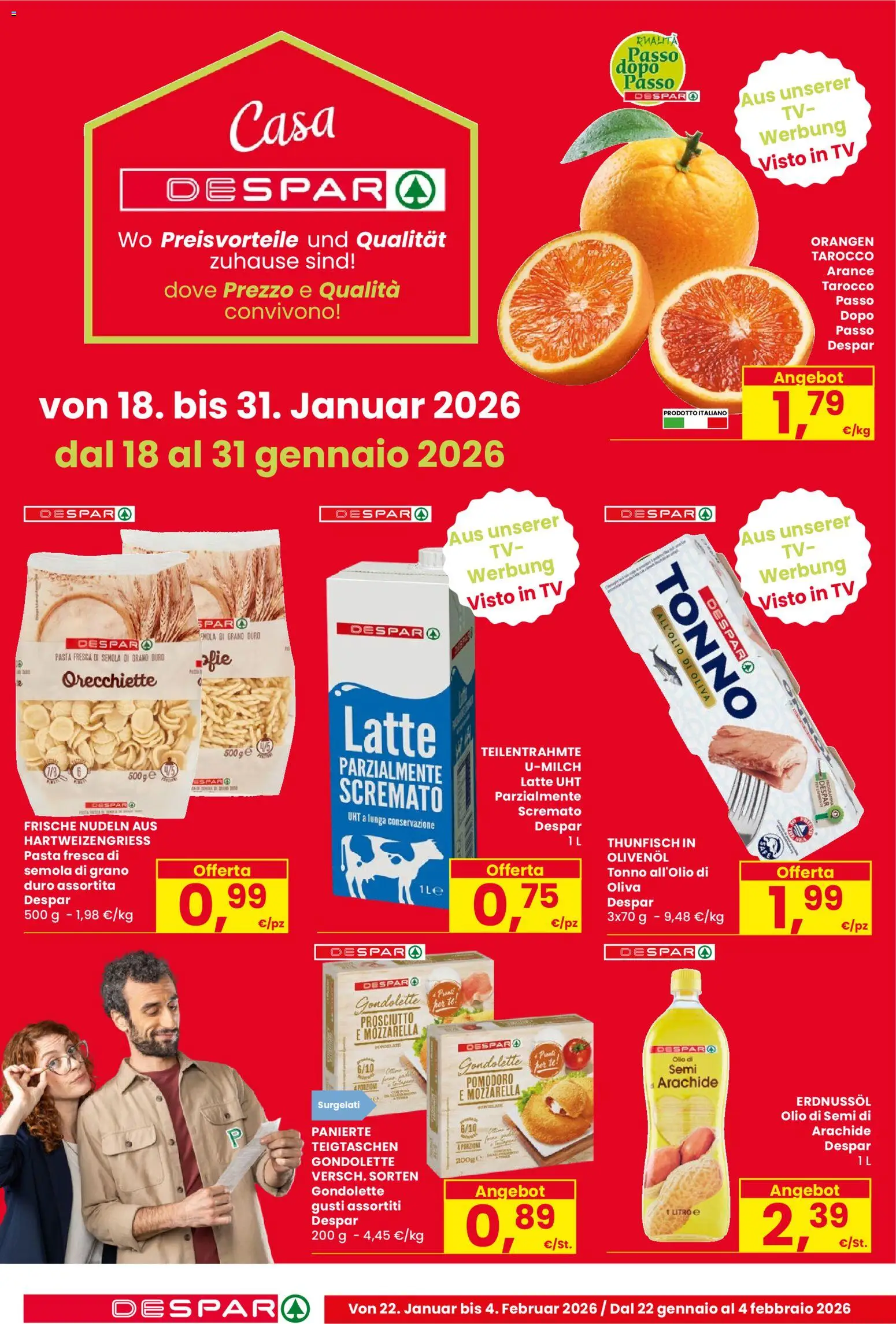Volantino Despar del 22.01.2026 | Pagina: 2 | Prodotti: Arance, Olio, Pasta, TV