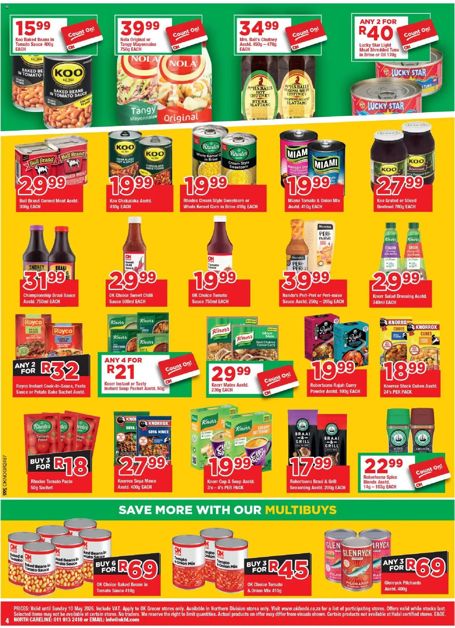 New OK Foods catalogue – valid from 24.04.2026 | Page: 4 | Products: Baked beans, Light, Mayonnaise, Pepper