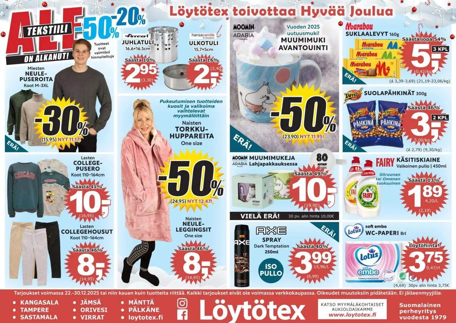 Löytötex tarjoukset – voimassa 22.12.2025 alkaen | Sivu: 1 | Tuotteet: Pusero, Suklaalevyt, Leggingsit, Neule
