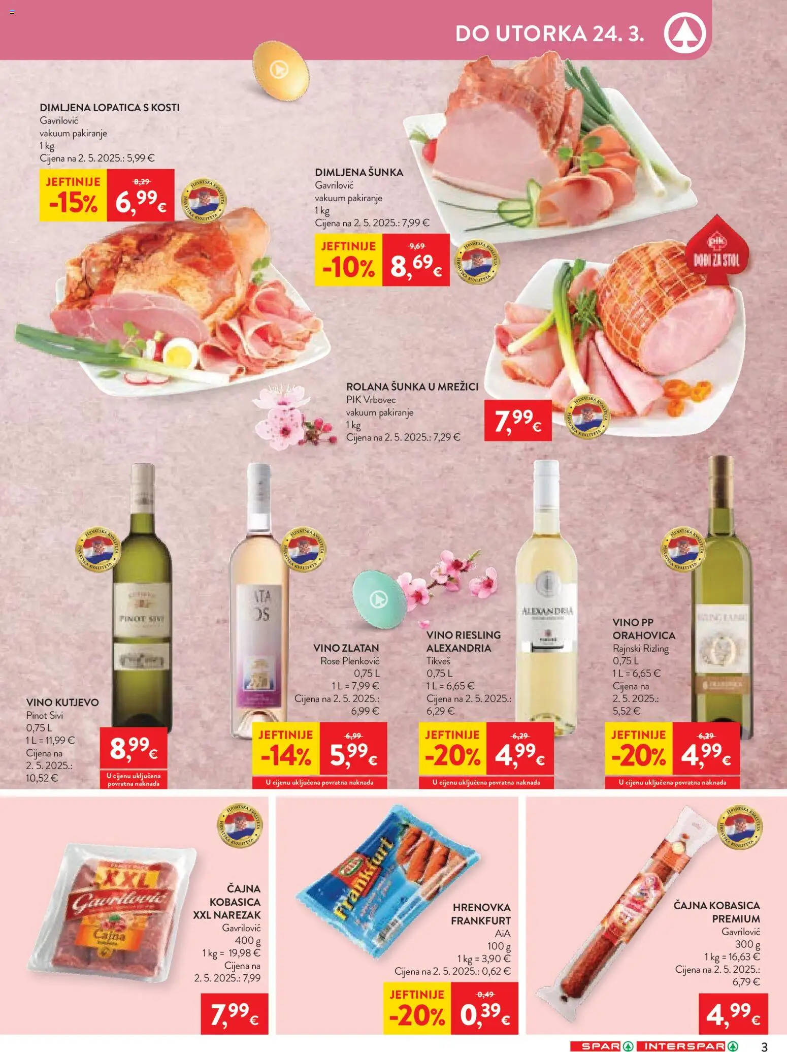 Spar katalog | vrijedi od 18.03.2026 | Stranica: 3 | Proizvodi: Šunka, Narezak, Kobasica, Pik Vrbovec