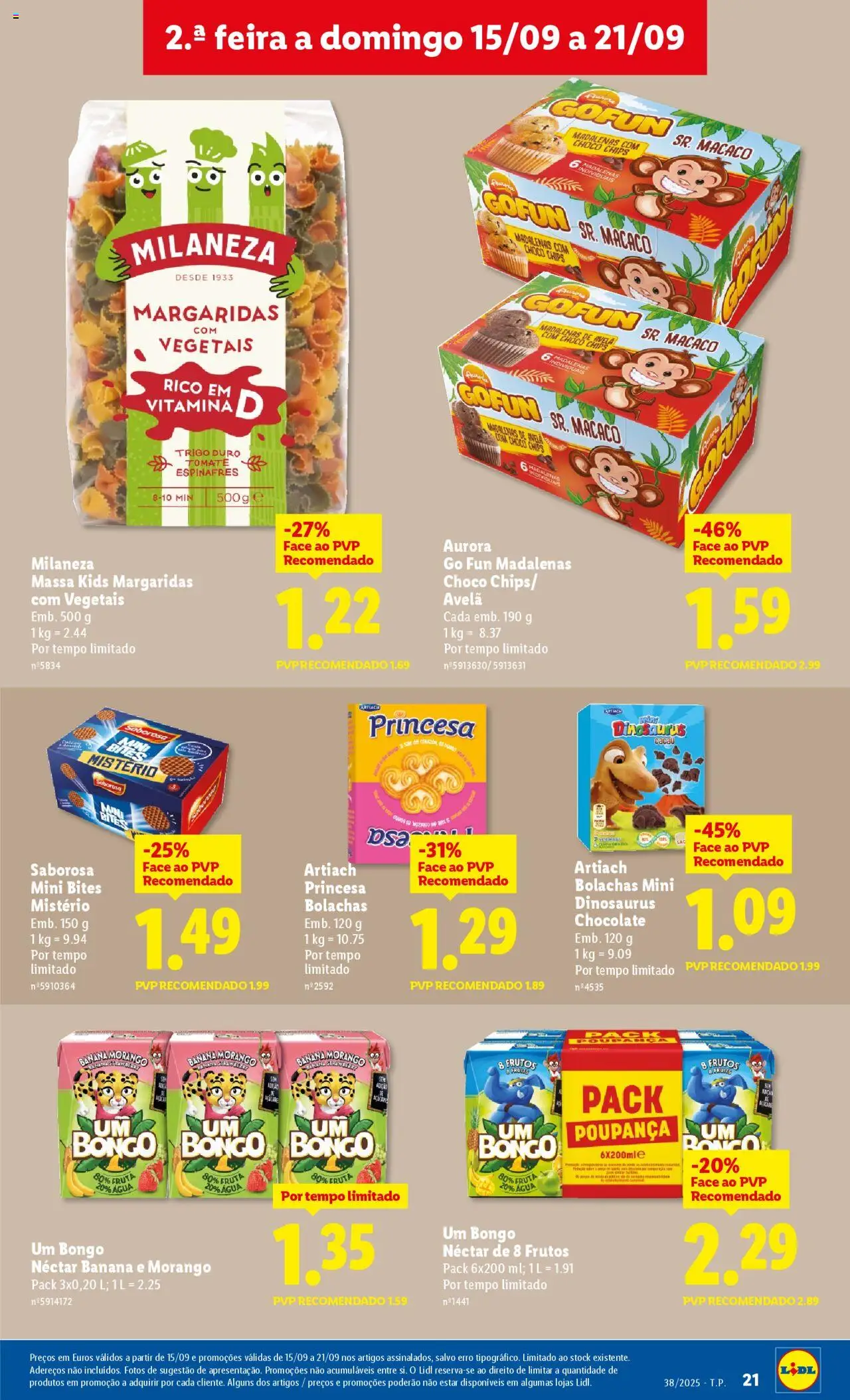 Lidl folheto │ válido de 15.09.2025 | Página: 21 | Produtos: Agua, Espinafres, Banana, Massa