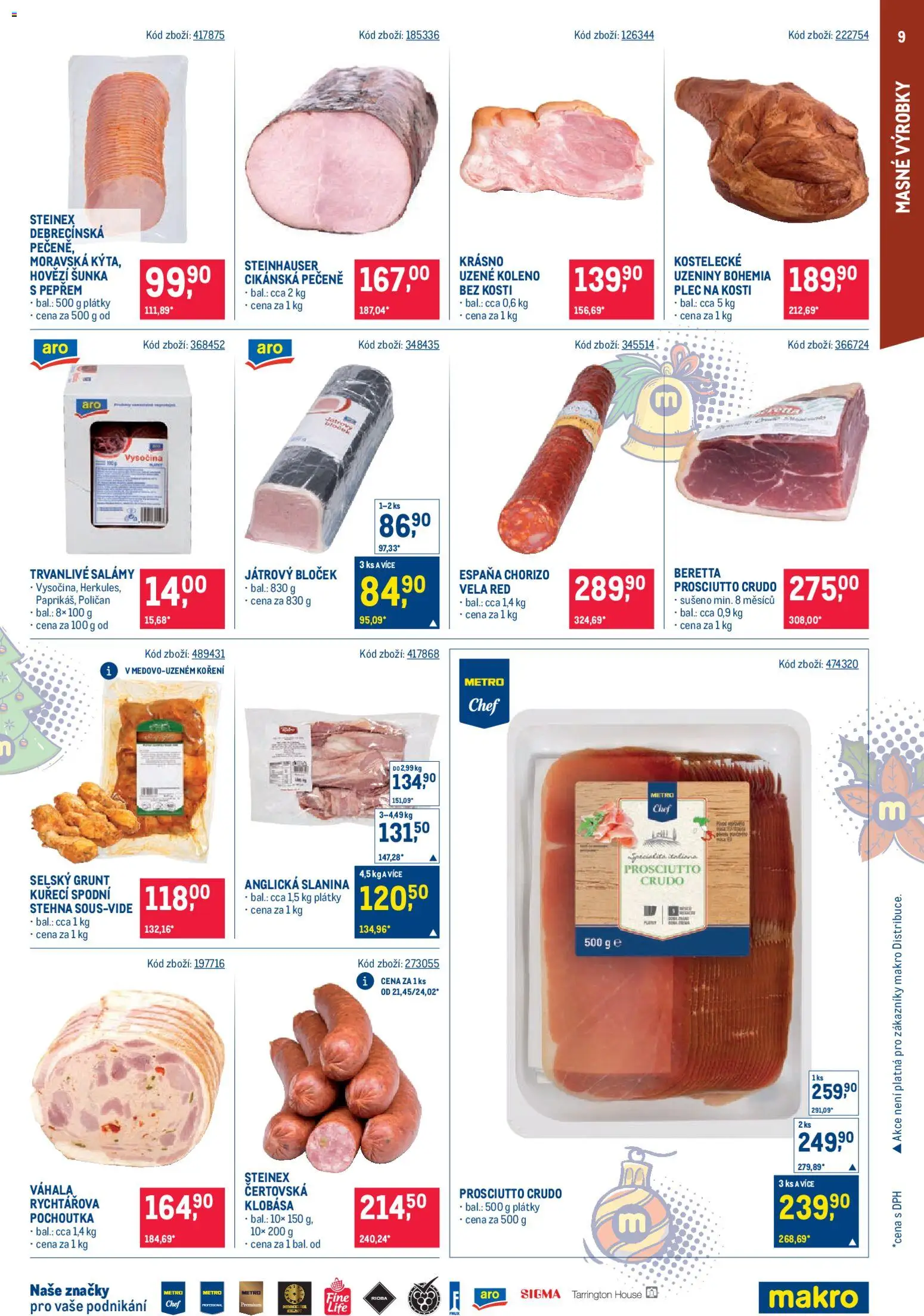 Makro leták - Gastronomie od 17.12.2025 | Strana: 9 | Produkty: Šunka, Prosciutto, Klobása, Crudo