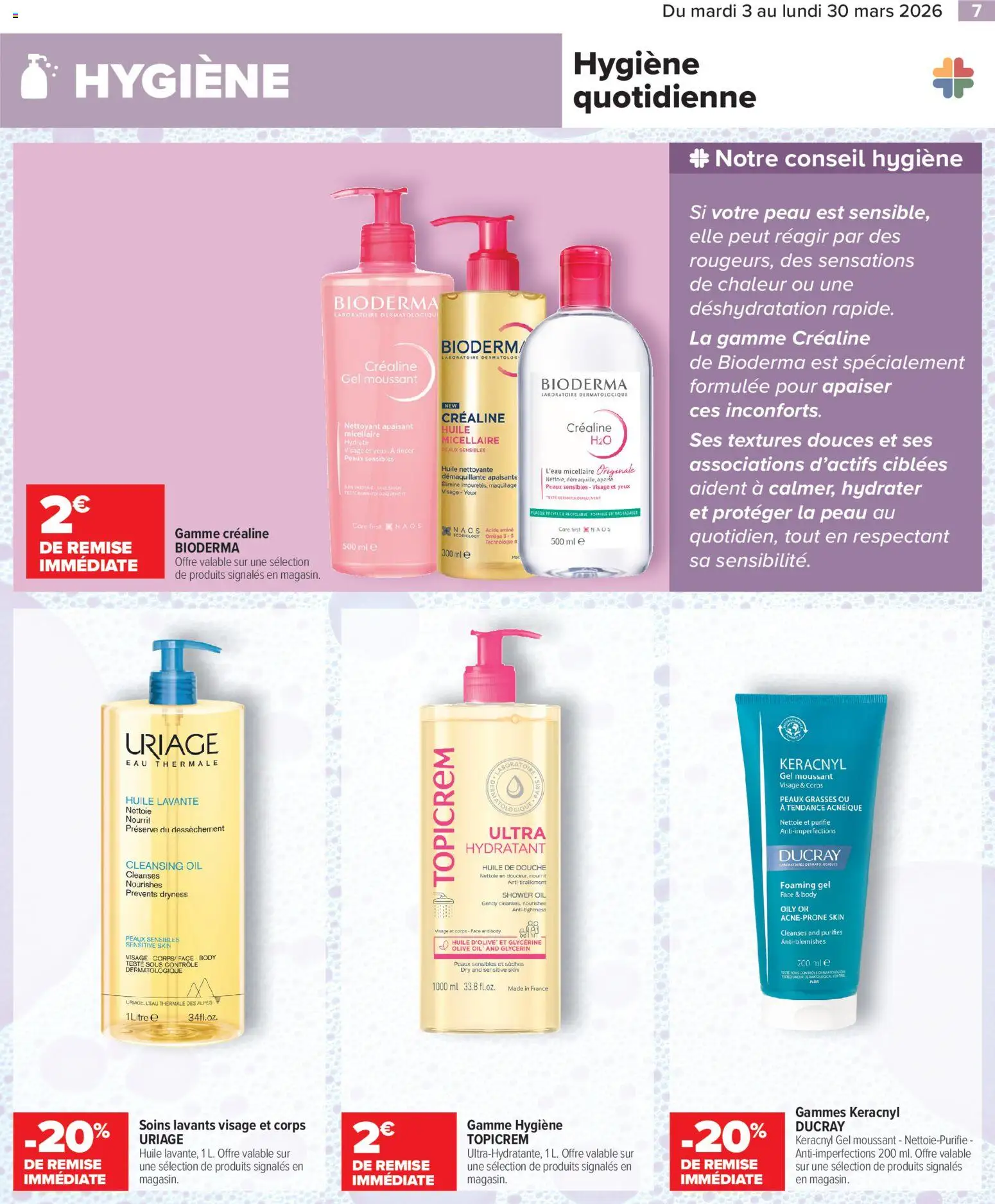 {H1} | Page: 7 | Produits: Olive, Eau thermale, Douche, Huile