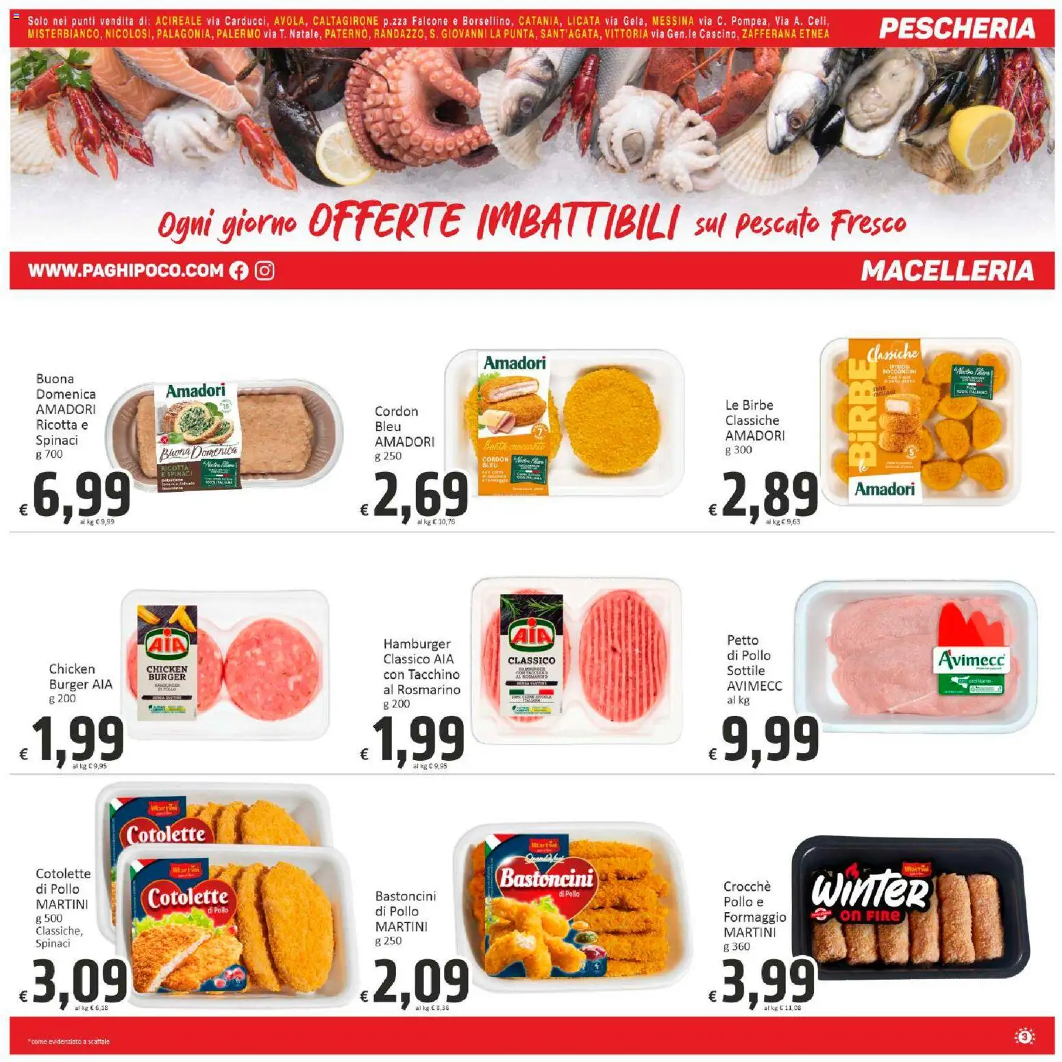 Volantino Paghi Poco del 30.01.2026 | Pagina: 3 | Prodotti: Pollo, Tacchino, Formaggio, Spinaci