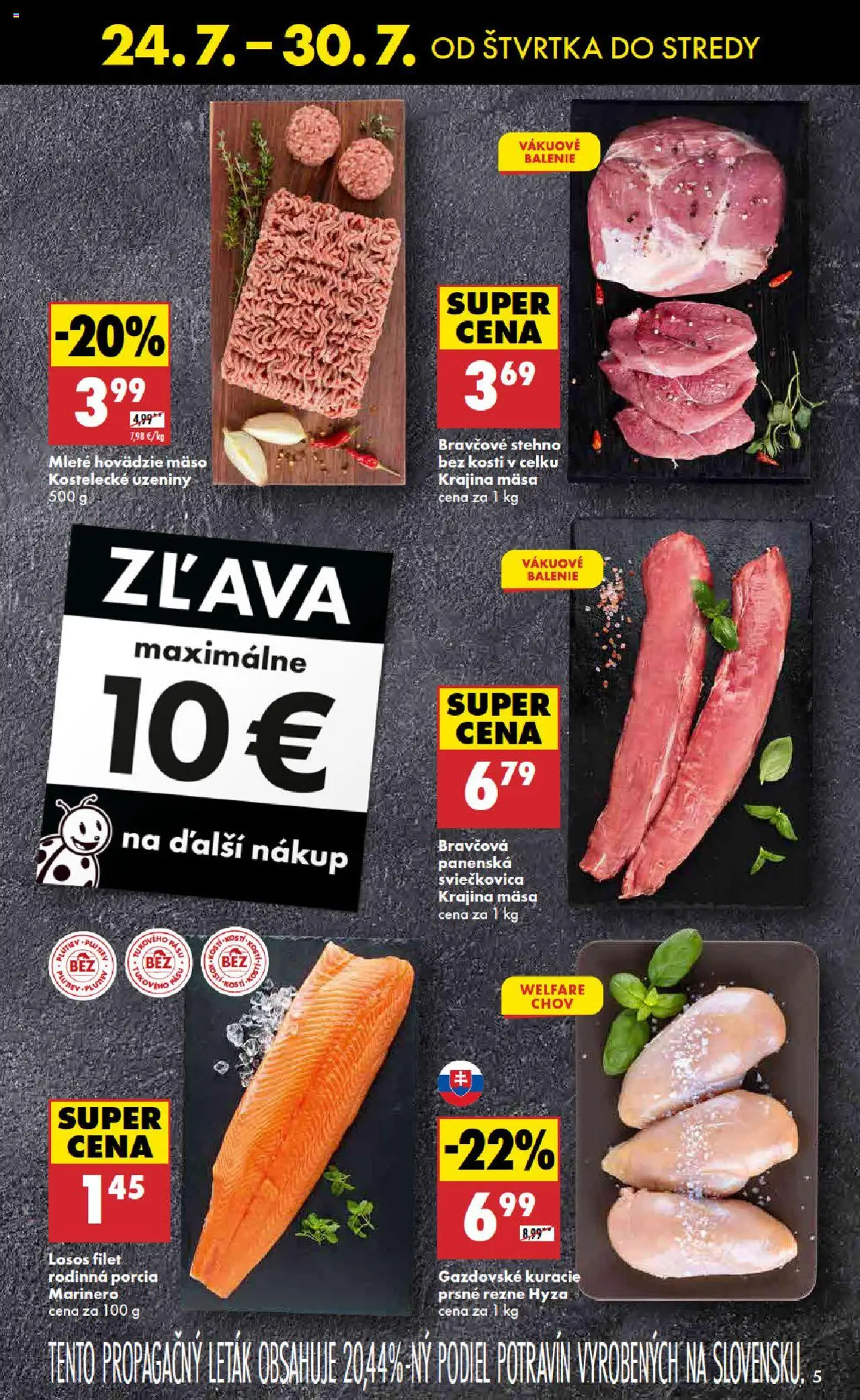 Biedronka leták │ platný od 24.07.2025 | Strana: 5 | Produkty: Hovädzie mäso, Bravčové stehno, Losos