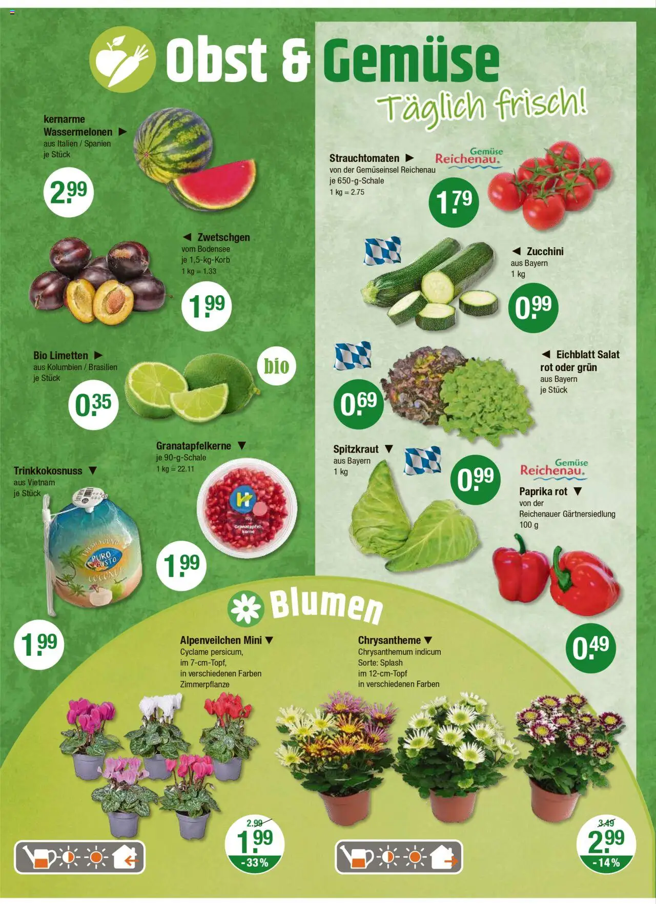V-Markt - Oberpfalz - gültig ab dem 24.07.2025 | Seite: 4 | Produkte: Blumen, Gemüse, Paprika, Zucchini