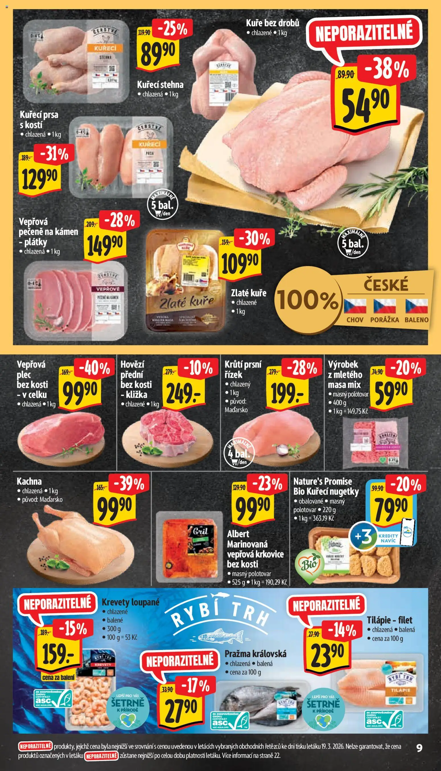 Albert leták - Supermarket od 25.03.2026 | Strana: 17 | Produkty: Hovězí, Kuřecí nugetky, Zlaté kuře, Vepřová krkovice