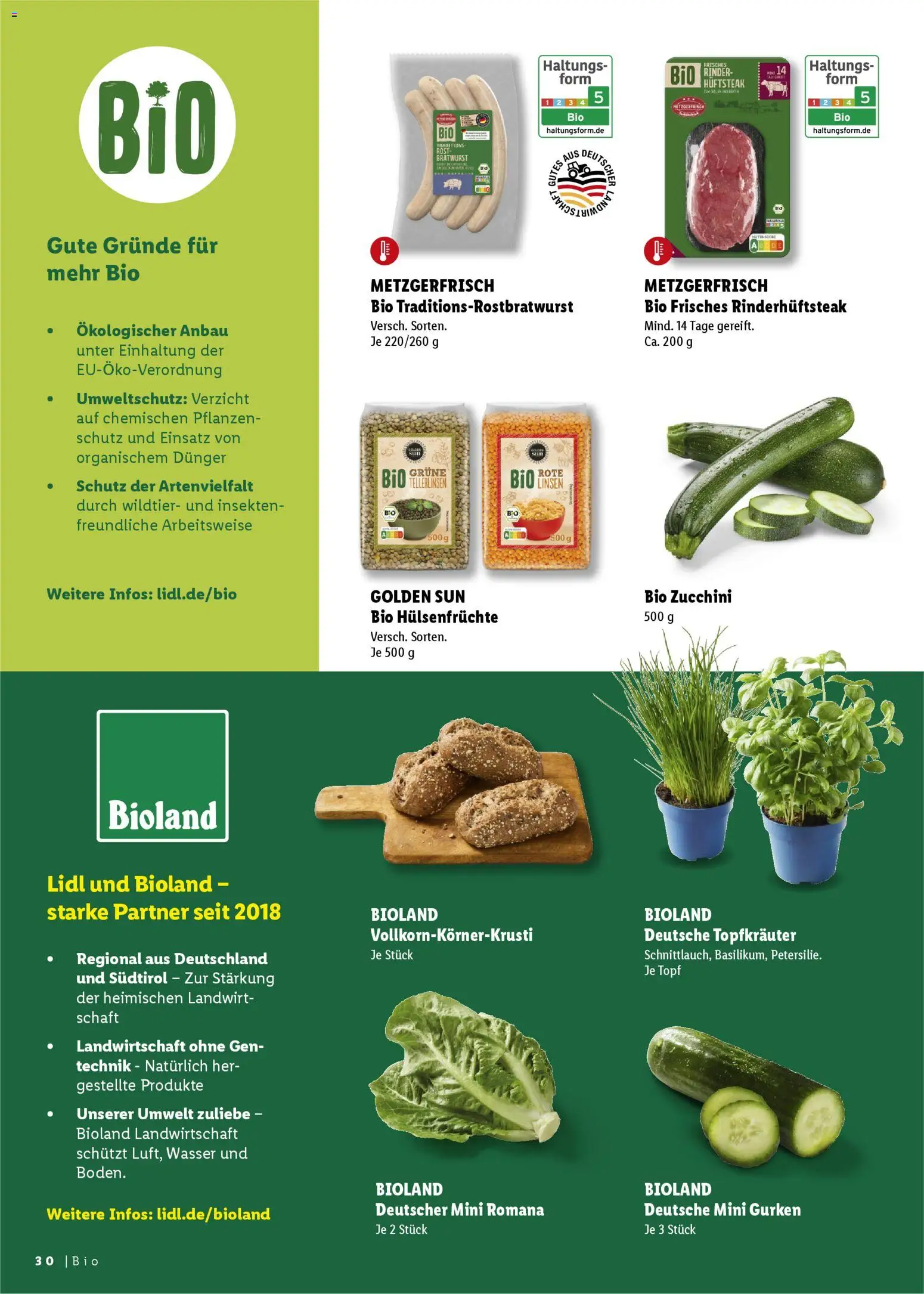 Lidl Prospekt – gültig ab 25.04.2026 | Seite: 30 | Produkte: Bratwurst, Wasser, Zucchini, Gurken