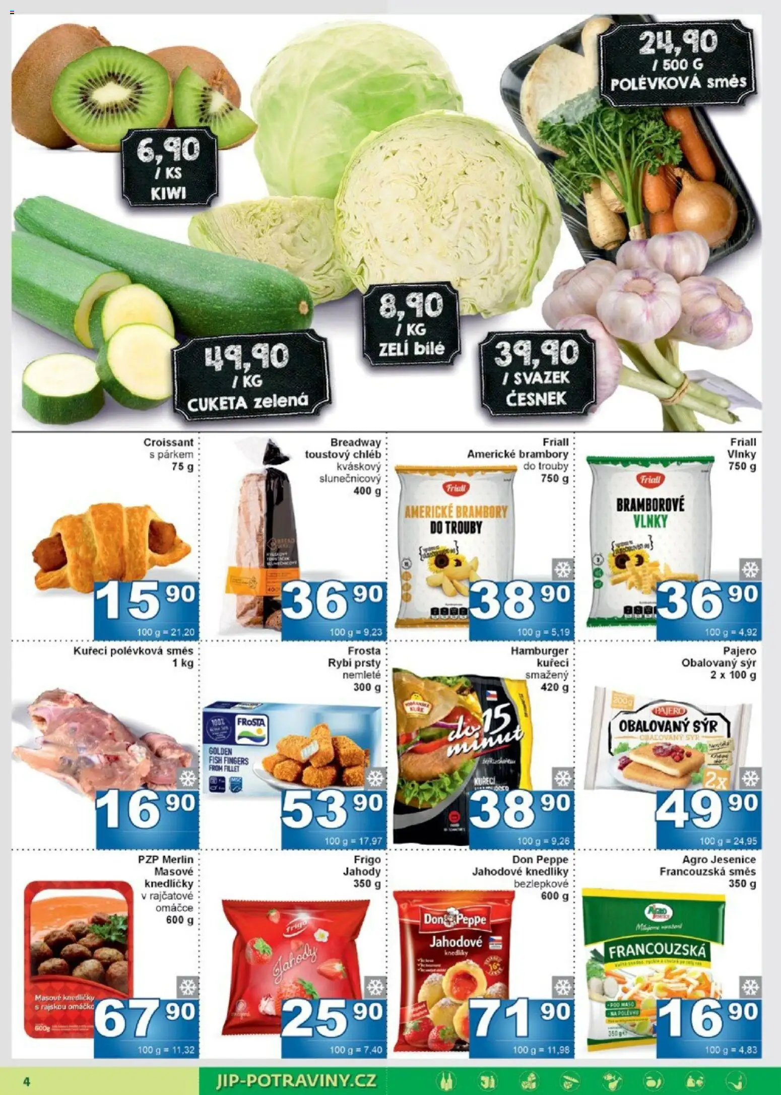 Jip leták od 08.04.2026 | Strana: 4 | Produkty: Chléb, Rybí prsty, Česnek, Toustový chléb