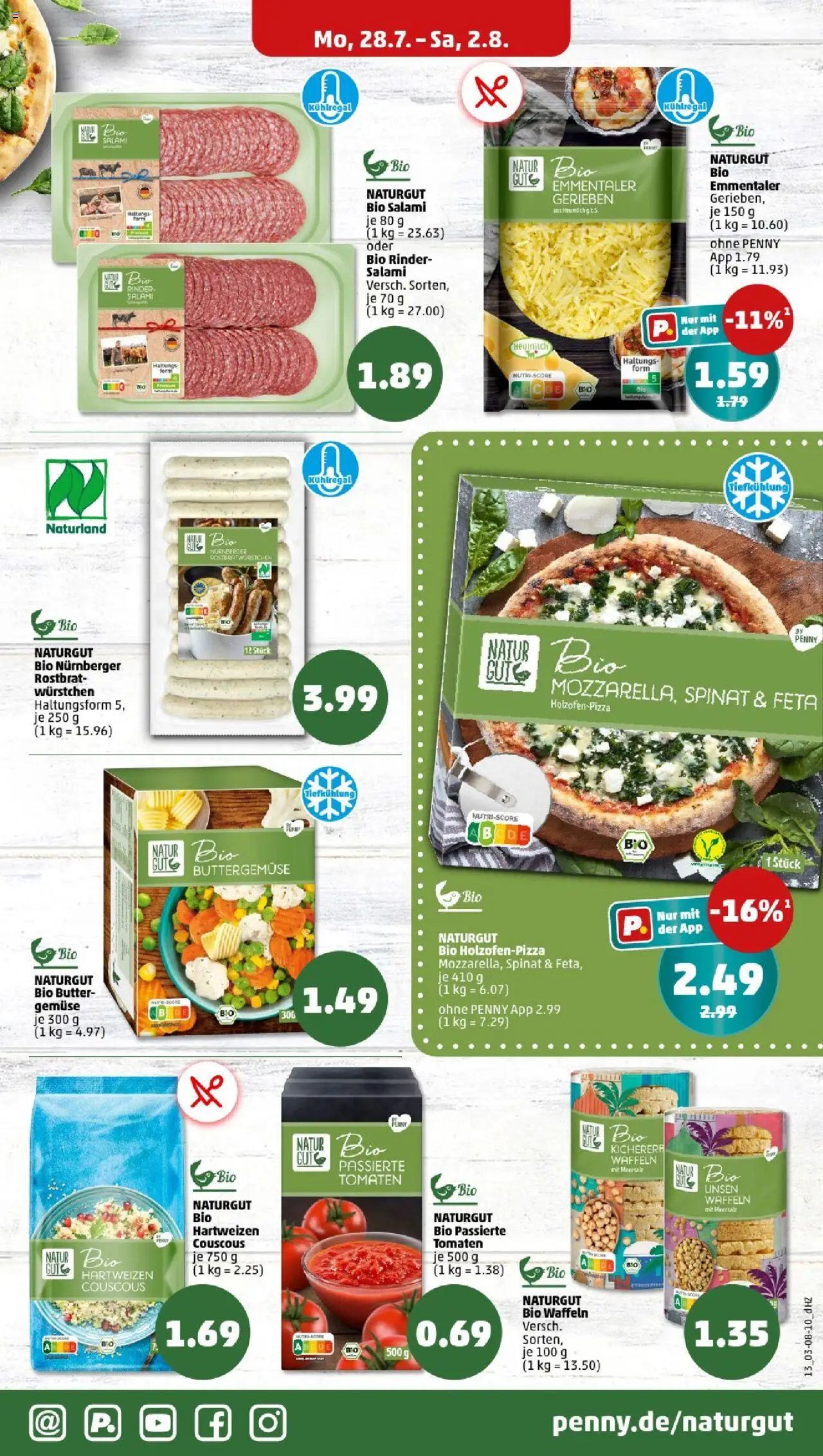 Penny - Niedersachsen - gültig ab dem 28.07.2025 | Seite: 13 | Produkte: Feta, Butter, Gemüse, Salami