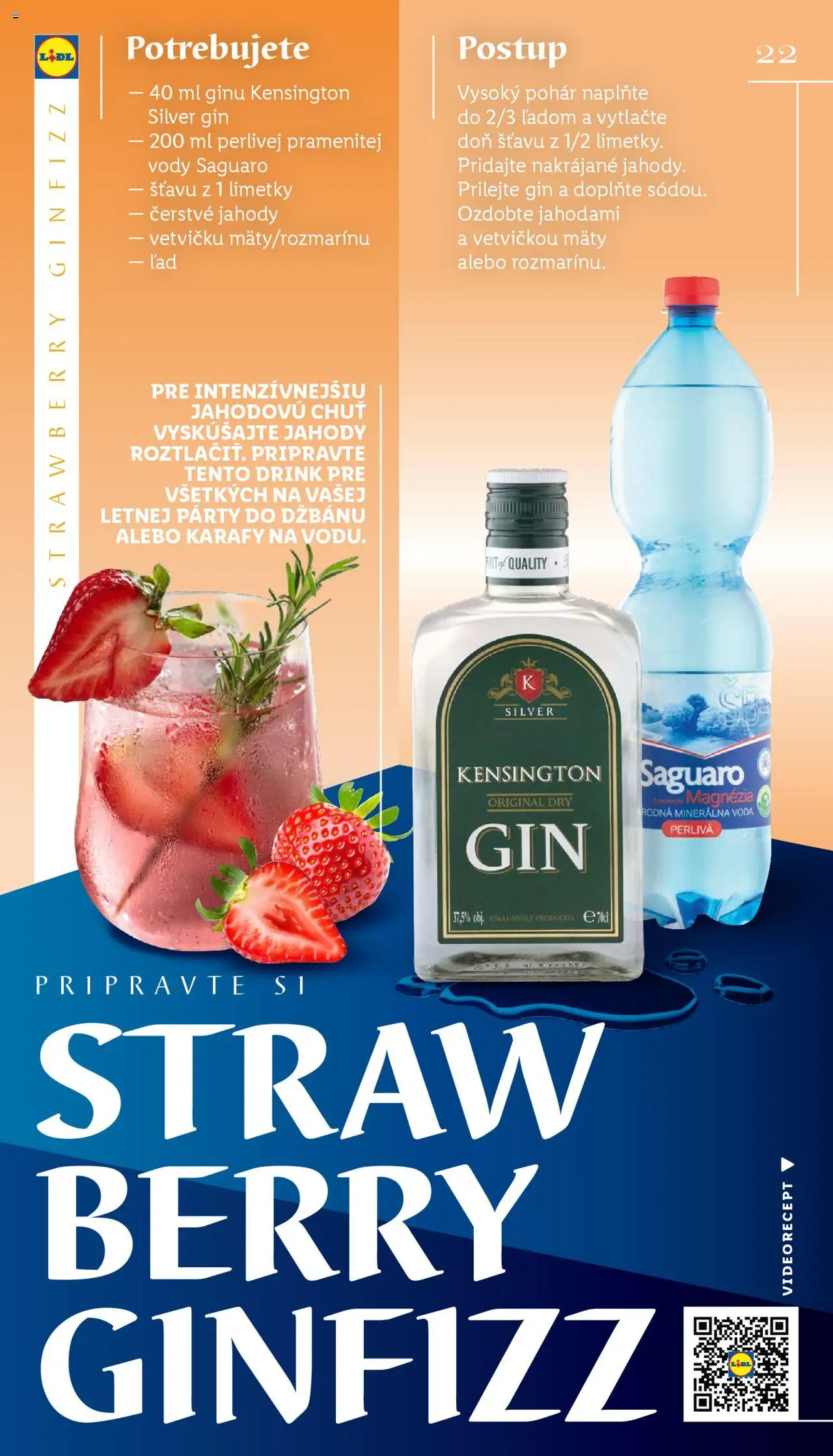 Lidl barmanská príručka │ platný od 03.06.2025 | Strana: 22 | Produkty: Gin, Jahody, Voda, Minerálna voda