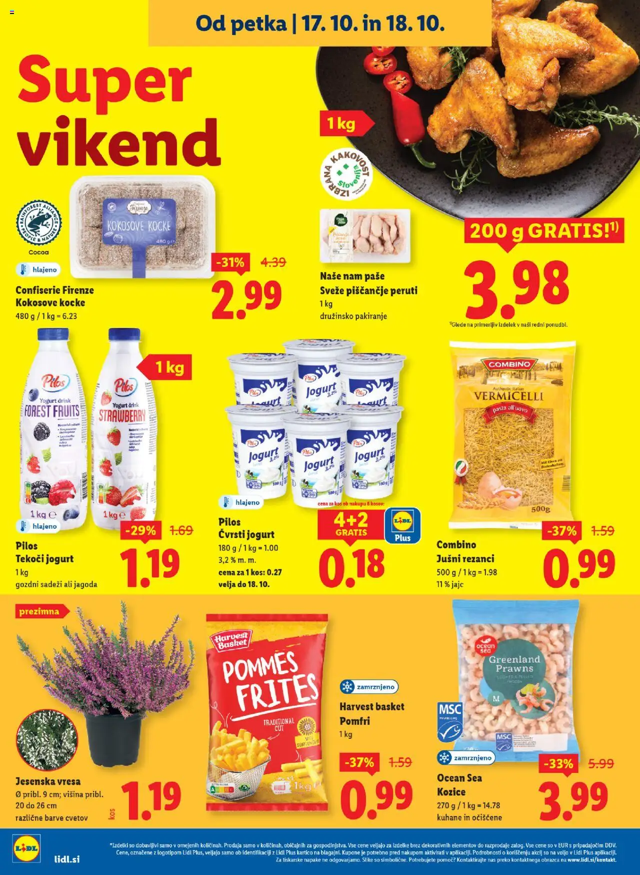 Novi Lidl katalog ponudbe – veljaven od 16.10.2025 | Stran: 28 | Izdelki: Rezanci, Kozice, Kos, Jogurt