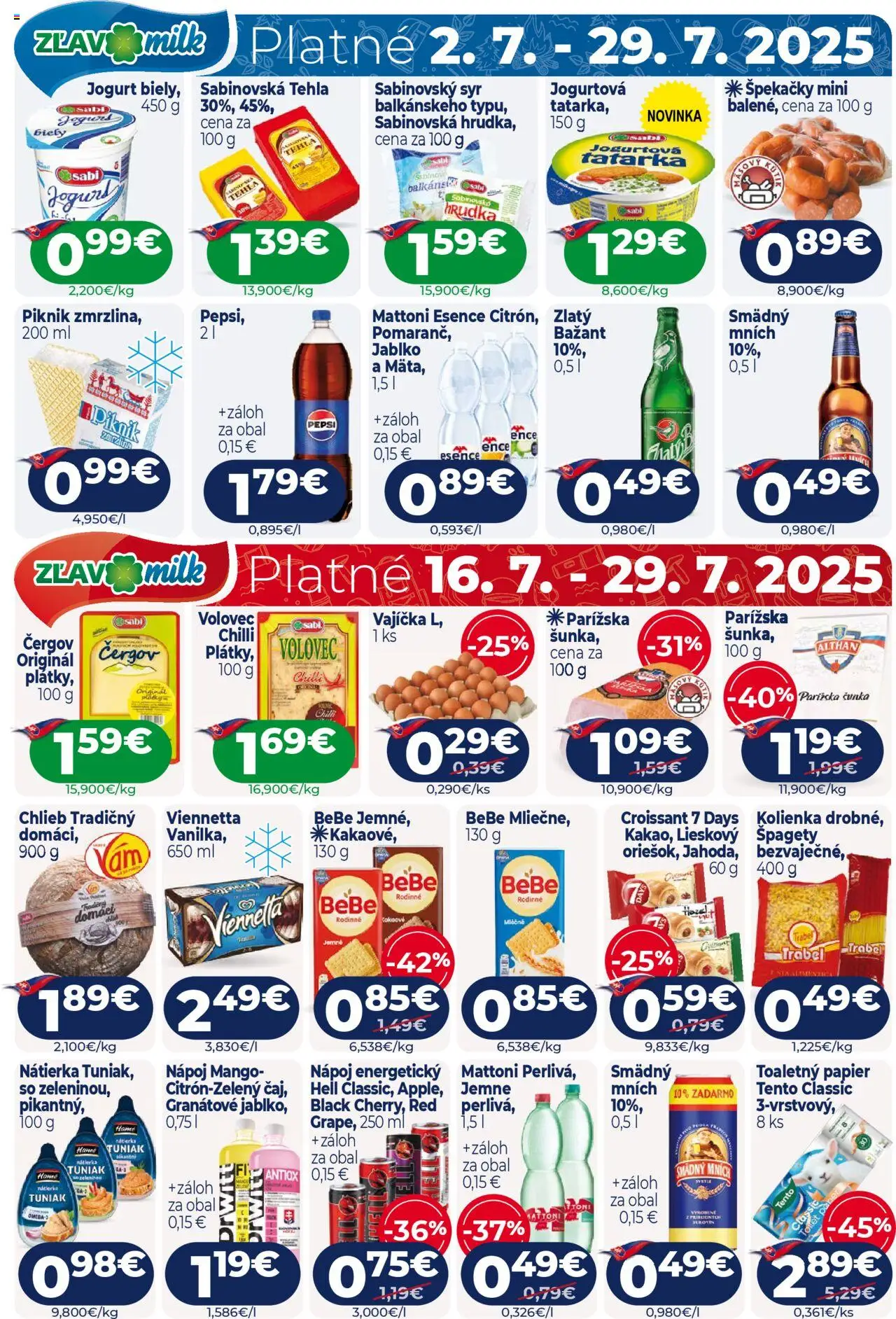 Milk Agro leták │ platný od 16.07.2025 | Strana: 12 | Produkty: Tuniak, Šunka, Zlatý Bažant, Špagety