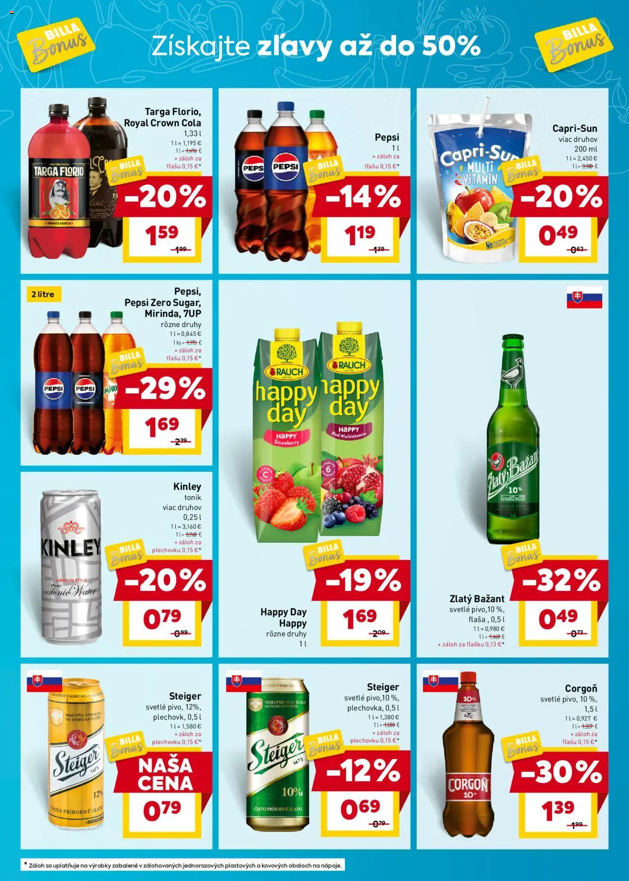 Billa Bonus │ platný od 06.08.2025 | Strana: 5 | Produkty: Pivo, Corgoň, Steiger, Cola