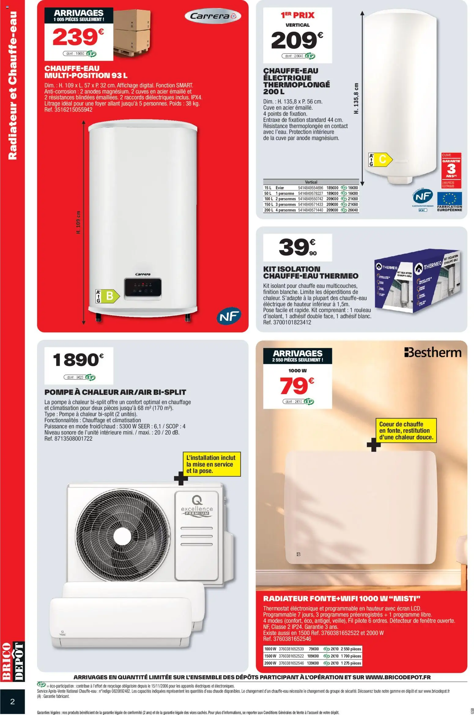 {H1} | Page: 2 | Produits: Climatisation, Poids, Rouleau, Radiateur