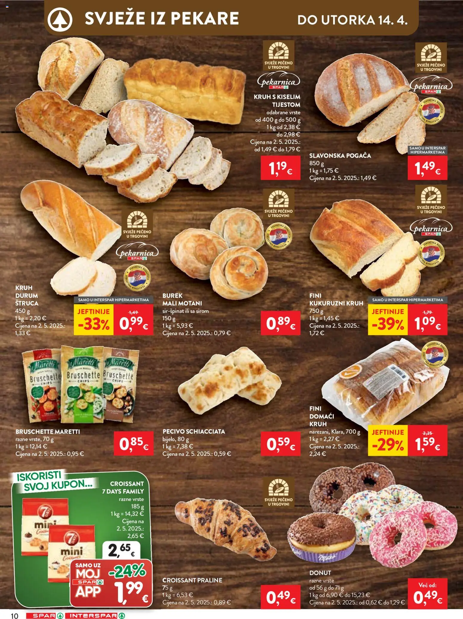 Spar katalog | vrijedi od 08.04.2026 | Stranica: 10 | Proizvodi: Praline, Kruh, Burek, Pecivo