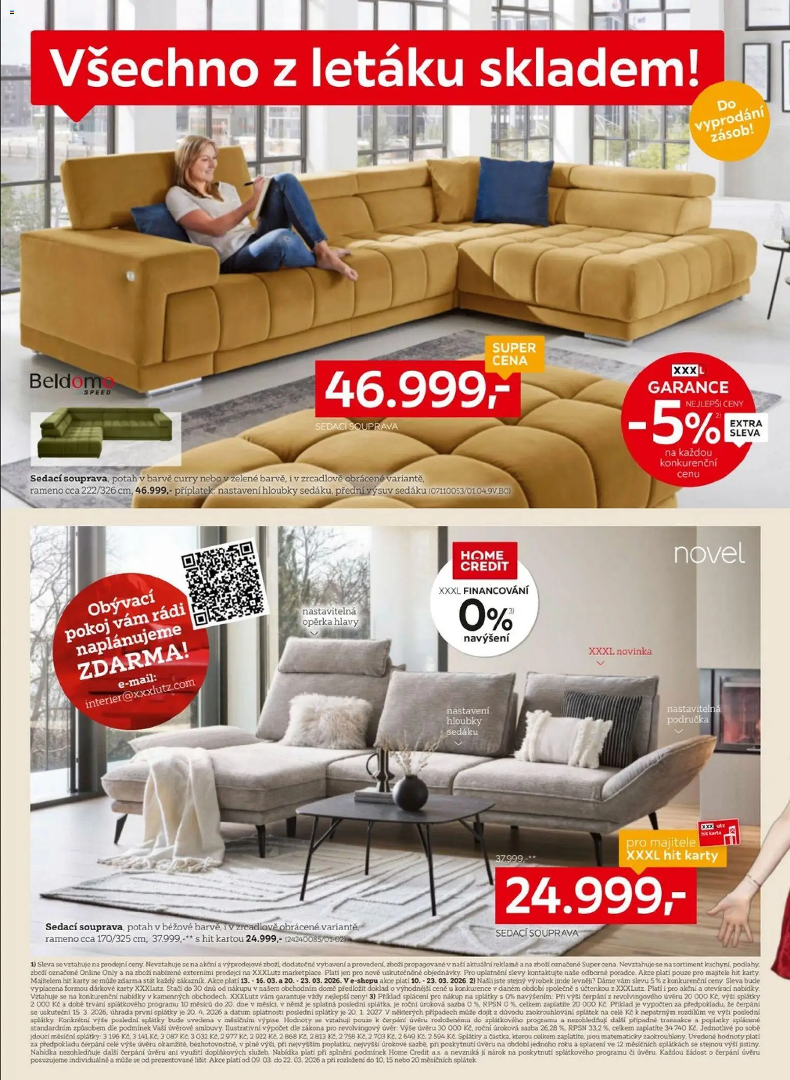 XXXLutz leták - Sleva 25 % na téměř vše od 09.03.2026 | Strana: 2 | Produkty: Sedací souprava, Karty