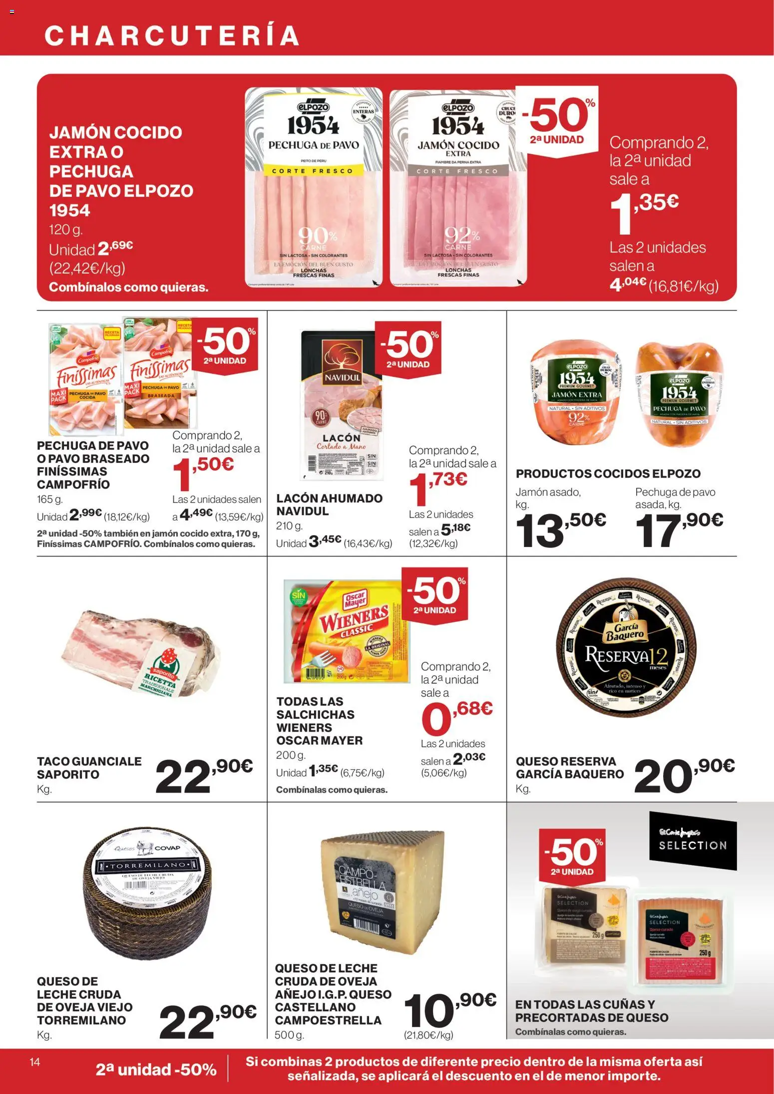Hipercor catálogo │ válido desde el 09.04.2026 | Página: 14 | Productos: Queso de oveja, Leche, Jamón, Jamón cocido