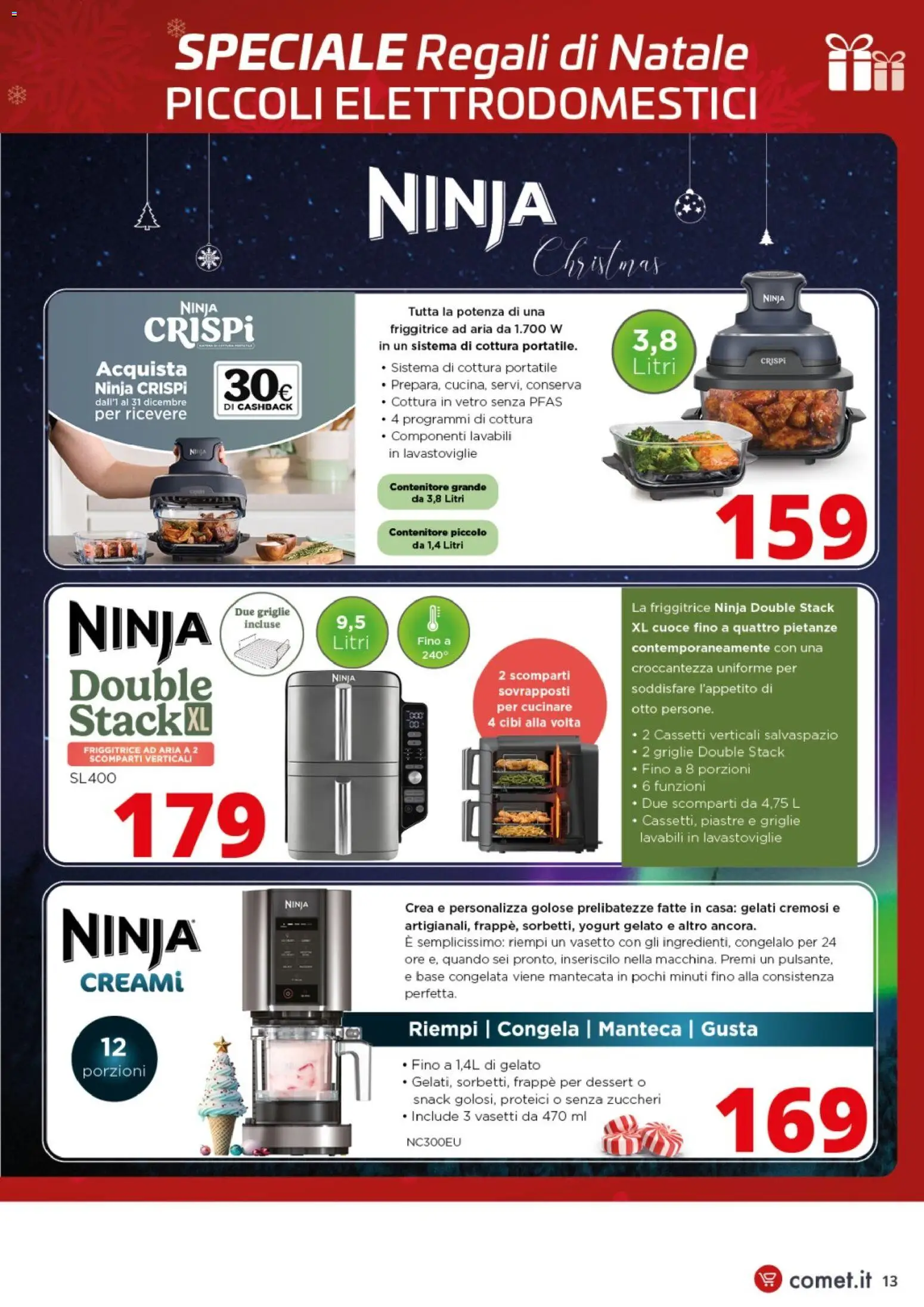 Volantino Comet del 01.12.2025 | Pagina: 13 | Prodotti: Friggitrice ad aria, Gelato, Lavastoviglie, Friggitrice