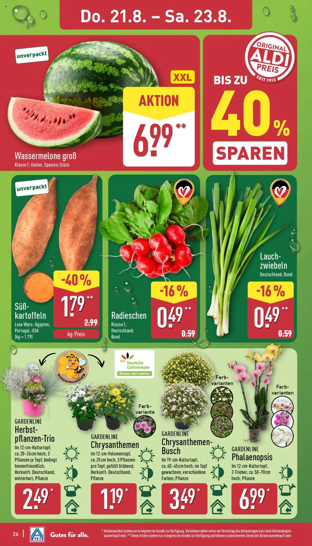 Aldi Prospekt 	 - gültig ab dem 18.08.2025 | Seite: 26 | Produkte: Kartoffeln, Zwiebeln, Wassermelone