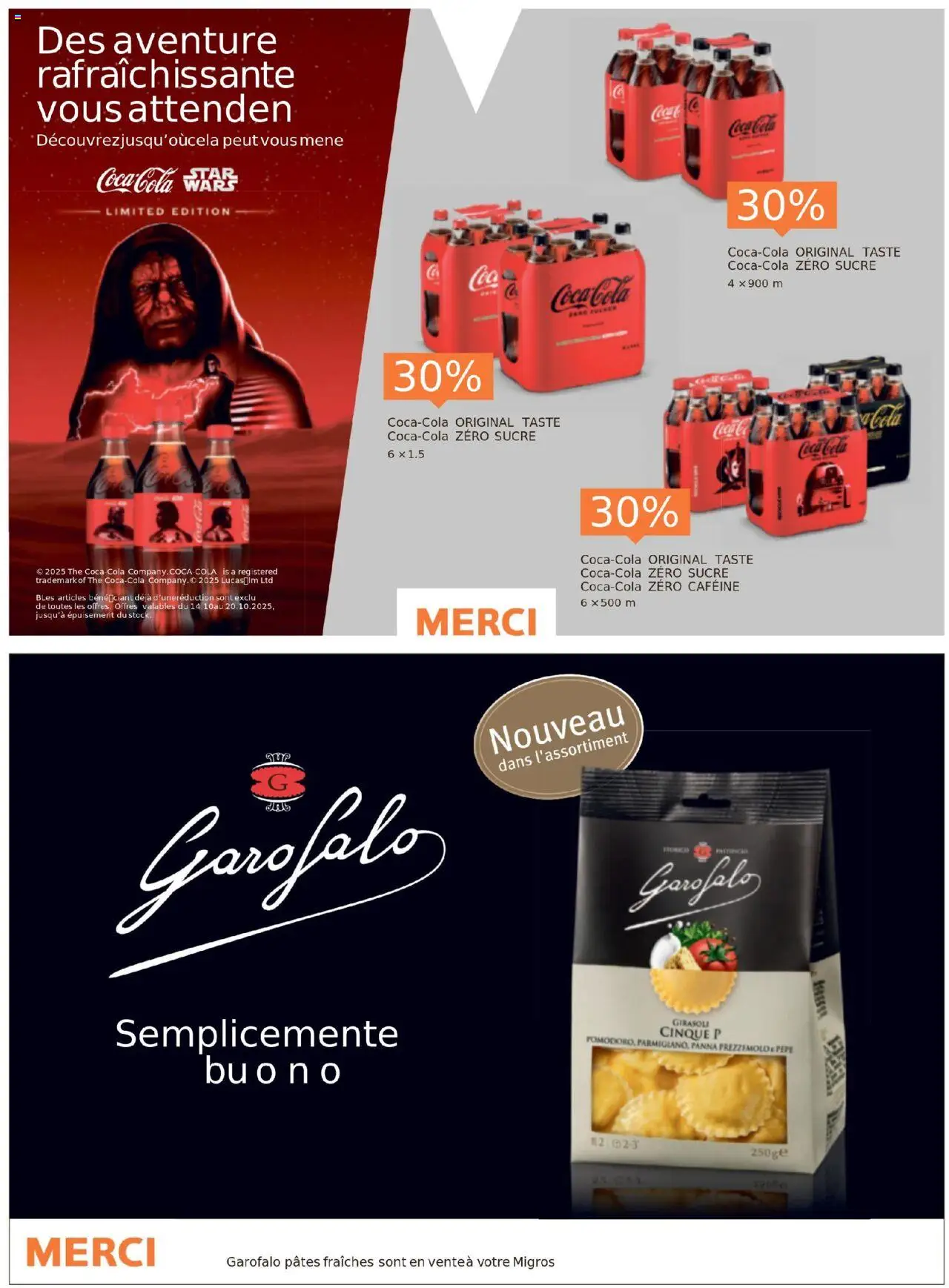 Migros Magazin FR – gültig ab 13.10.2025 | Seite: 30 | Produkte: Coca Cola, Pasta