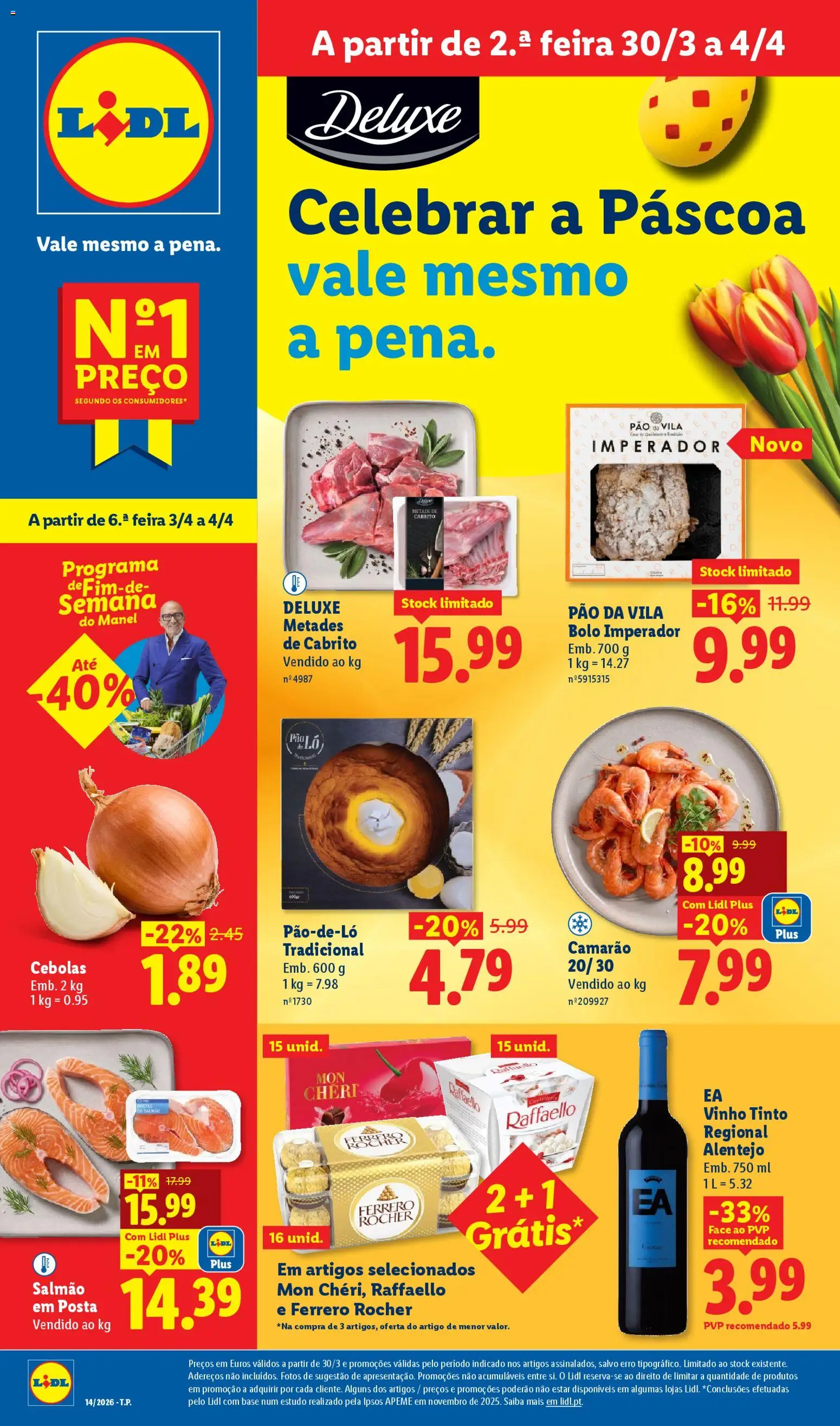 Lidl folheto │ válido de 30.03.2026 | Página: 1 | Produtos: Cabrito, Base, Vinho, Vinho tinto