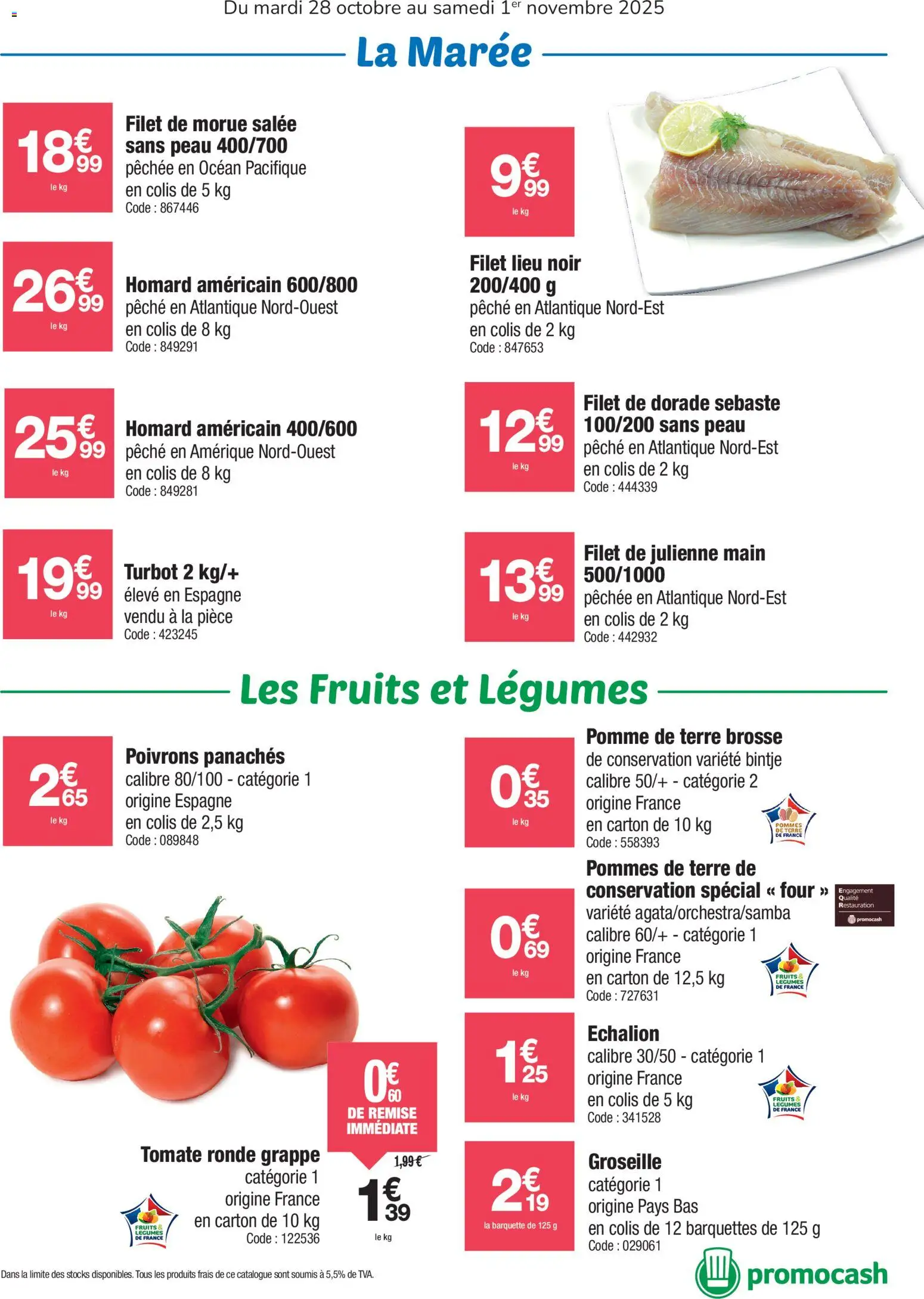 {H1} | Page: 2 | Produits: Four, Pomme de terre, Brosse, Morue
