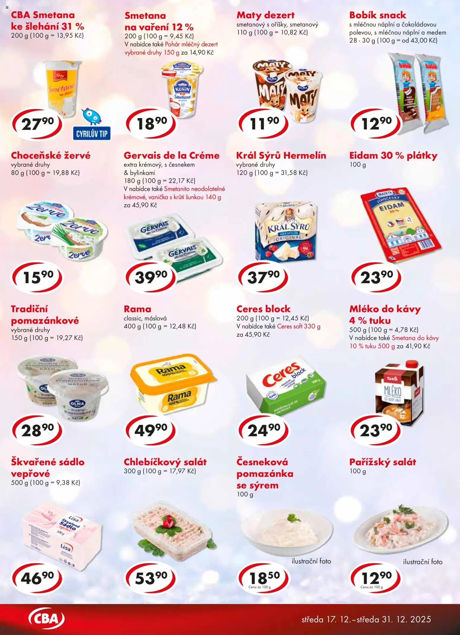 CBA leták - Premium od 17.12.2025 | Strana: 2 | Produkty: Sádlo, Smetana, Žervé, Pohár