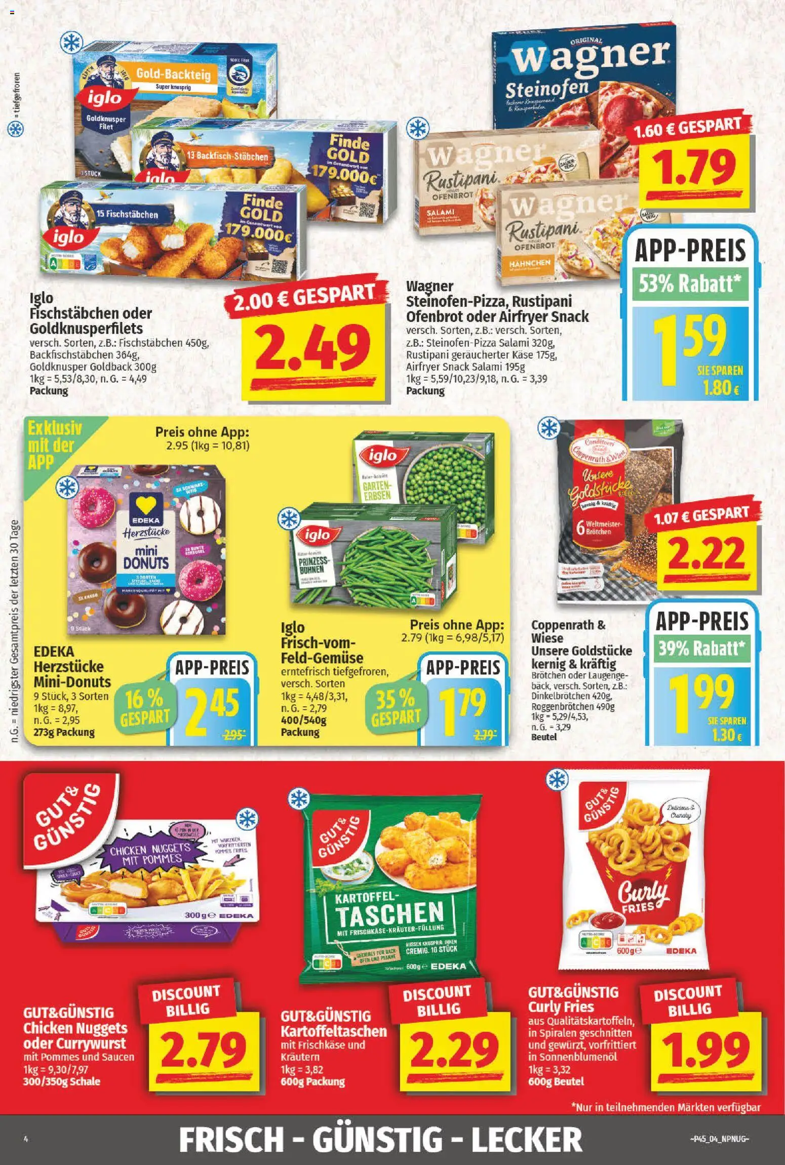 NP Discount Prospekt 	 – gültig ab 03.11.2025 | Seite: 4 | Produkte: Ofen, Fischstabchen, Erbsen, Frischkase