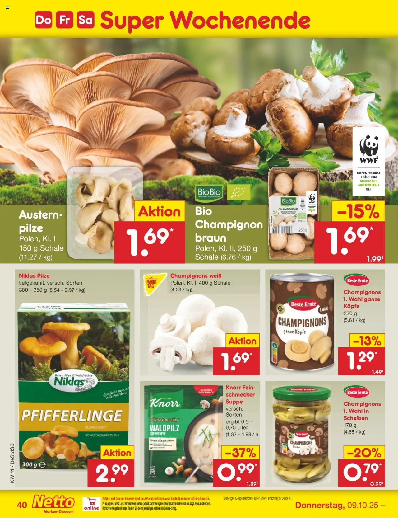 Netto Marken-Discount Prospekt 	 – gültig ab 06.10.2025 | Seite: 46 | Produkte: Knorr, Champignons, Pfifferlinge