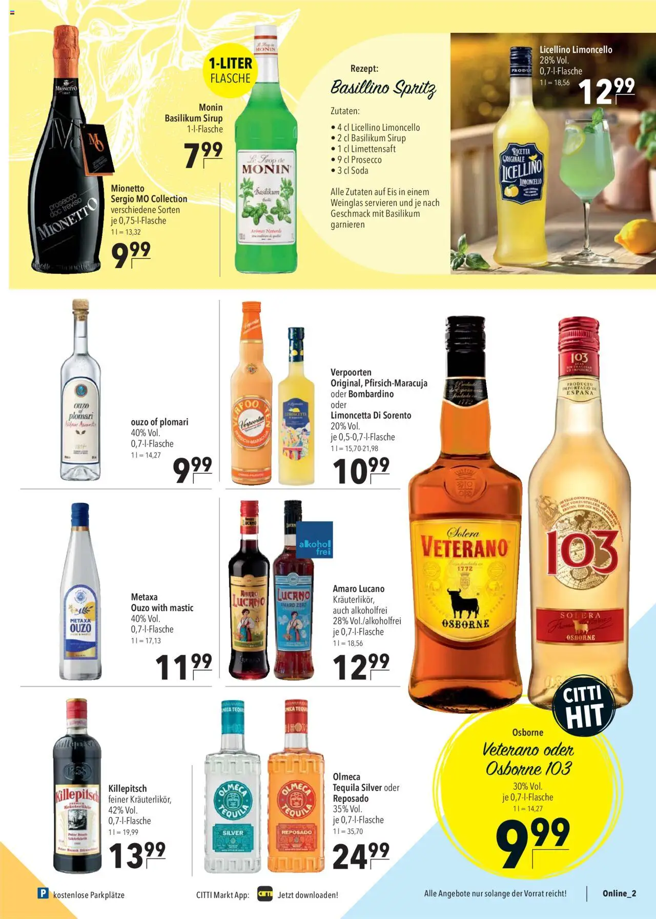 CITTI Markt Prospekt 	 - gültig ab dem 13.08.2025 | Seite: 13 | Produkte: Ouzo, Sirup, Tequila, Prosecco