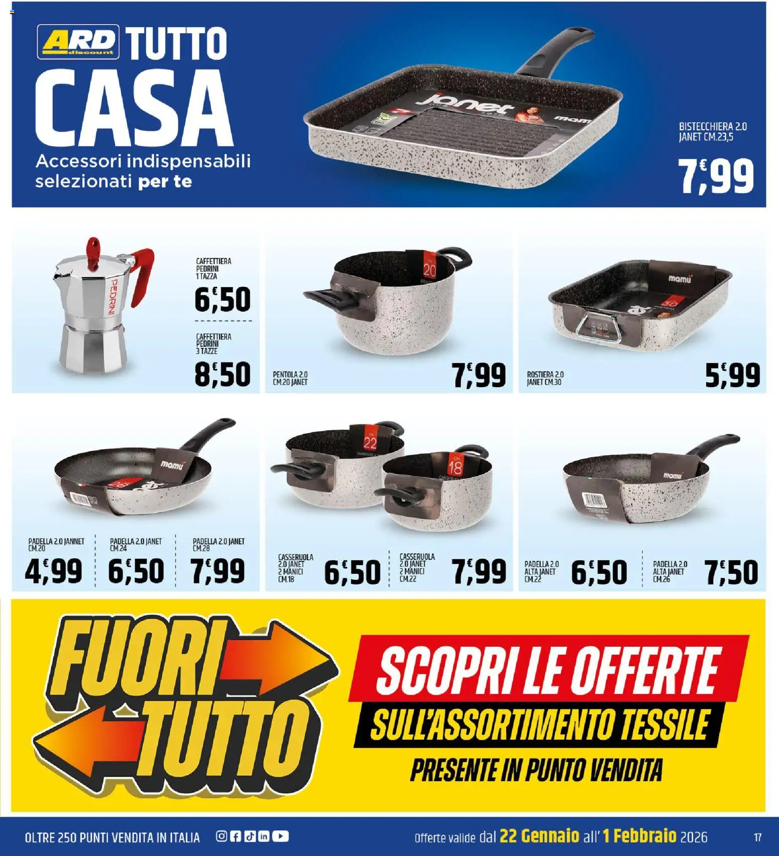 Volantino ARD Discount del 22.01.2026 | Pagina: 17 | Prodotti: Caffettiera, Bistecchiera, Padella, Casseruola