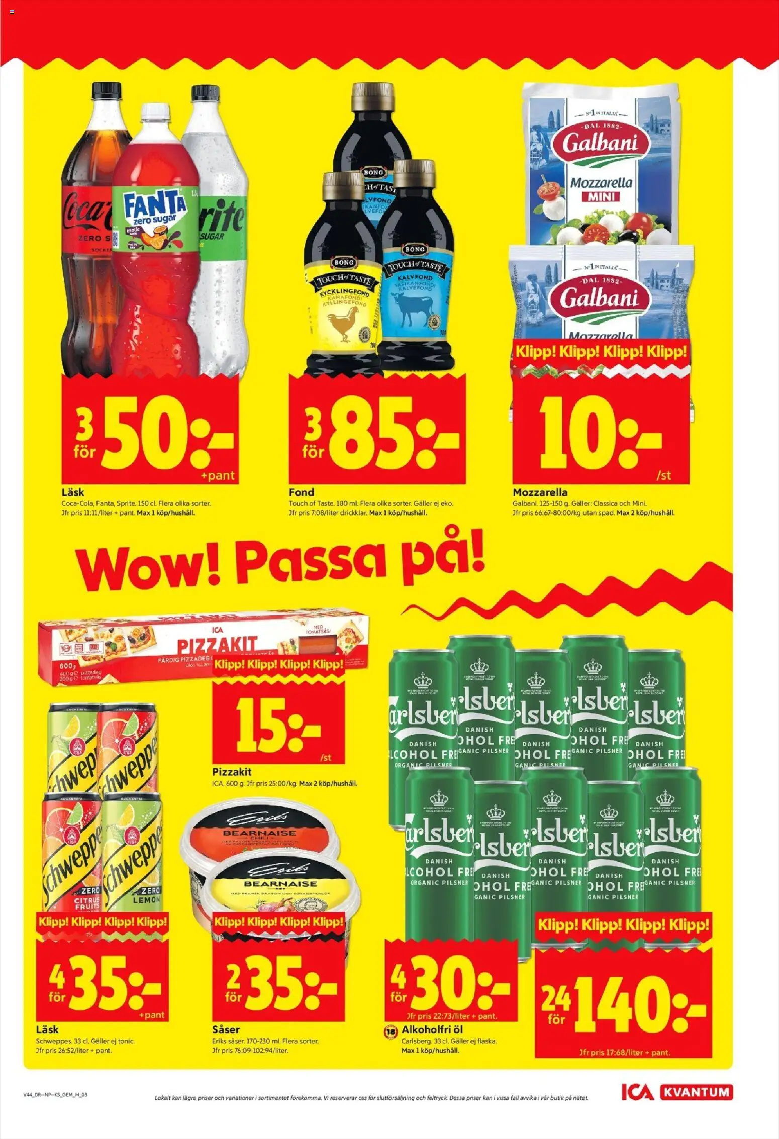 ICA Kvantum reklamblad aktuell från 27.10.2025 | Sida: 3 | Produkter: Fond, Fanta, Öl, Pizzakit