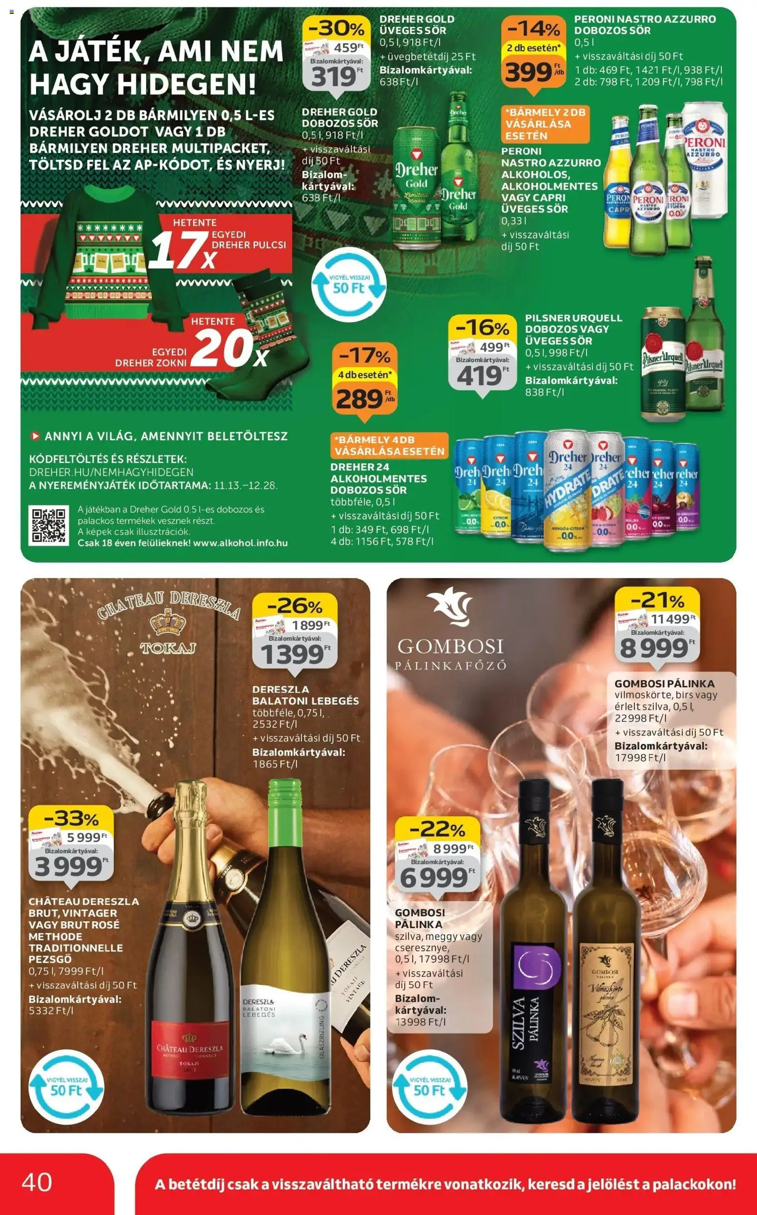 Auchan akciós ujság - amely érvényes a következő dátumtól: 18.12.2025 | Oldal: 40 | Termékek: Pilsner urquell, Meggy, Szilva, Sör