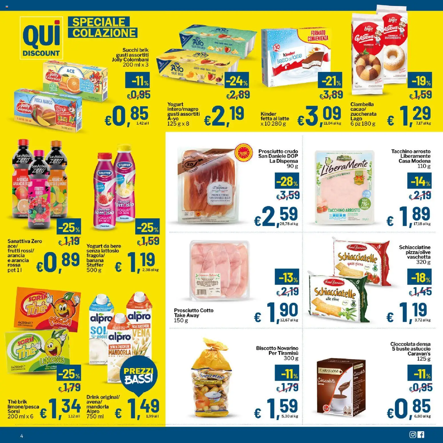 Volantino Qui Discount del 17.02.2026 | Pagina: 4 | Prodotti: Arrosto, Ciambelle, Pizza, Latte