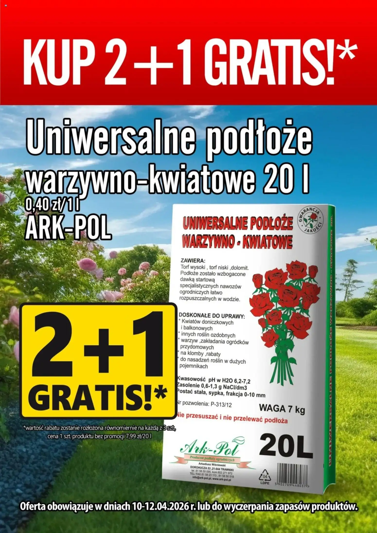 Prim Market promocja - Uniwersalne Podłoże Warzywno-Kwiatowe 20l od 10.04.2026 | Strona: 1 | Produkty: Waga