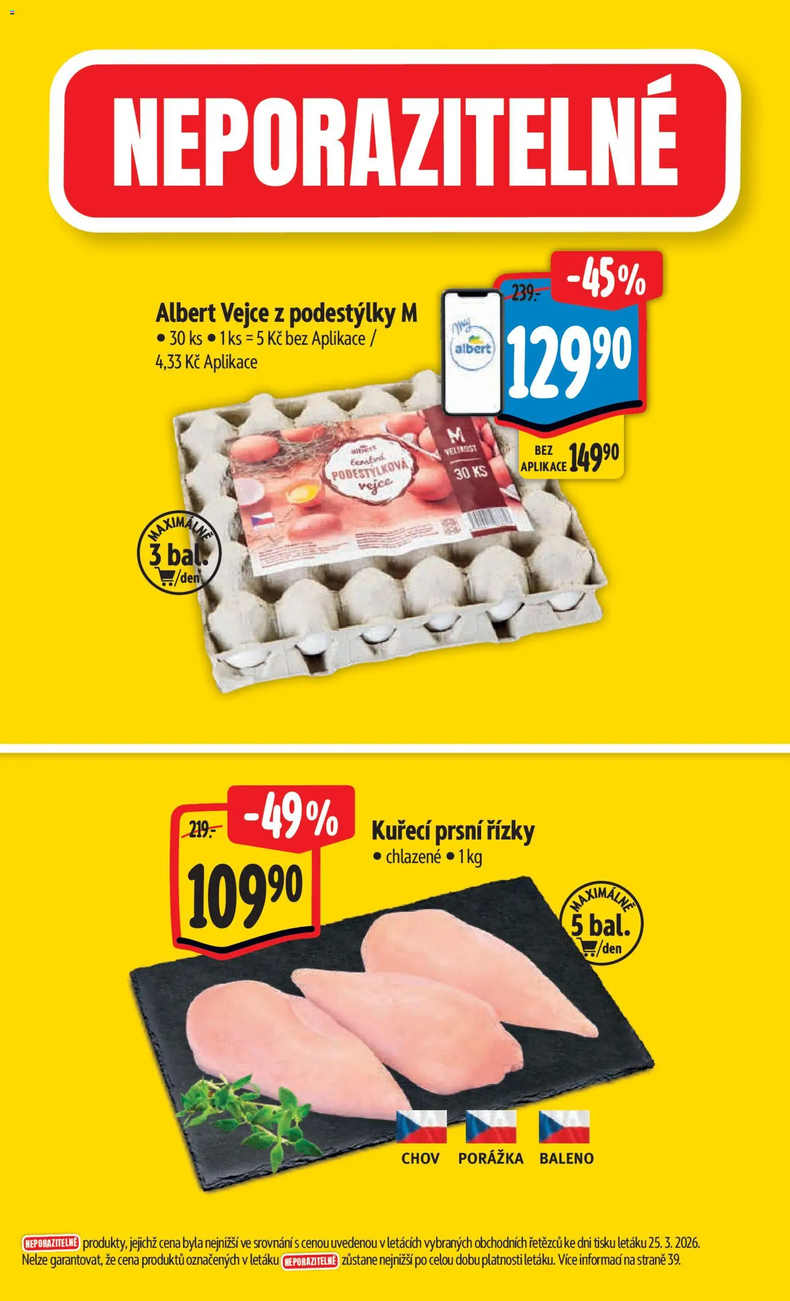 Albert leták - Hypermarket od 01.04.2026 | Strana: 2 | Produkty: Vejce, Kuřecí prsní řízky