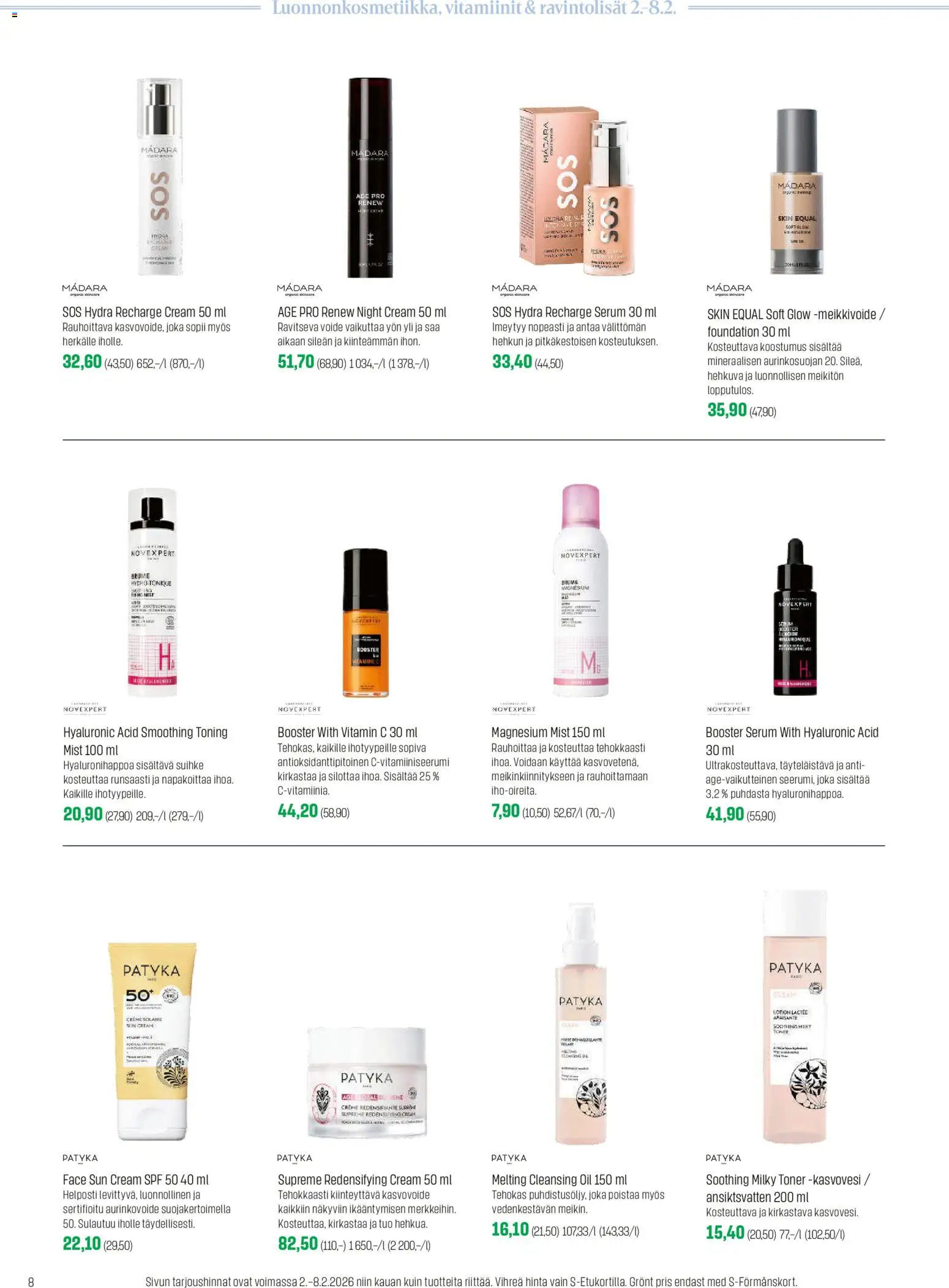 Sokos tarjoukset – voimassa 26.01.2026 alkaen | Sivu: 8 | Tuotteet: Vitamiinit, Aurinkovoide, Kasvovoide
