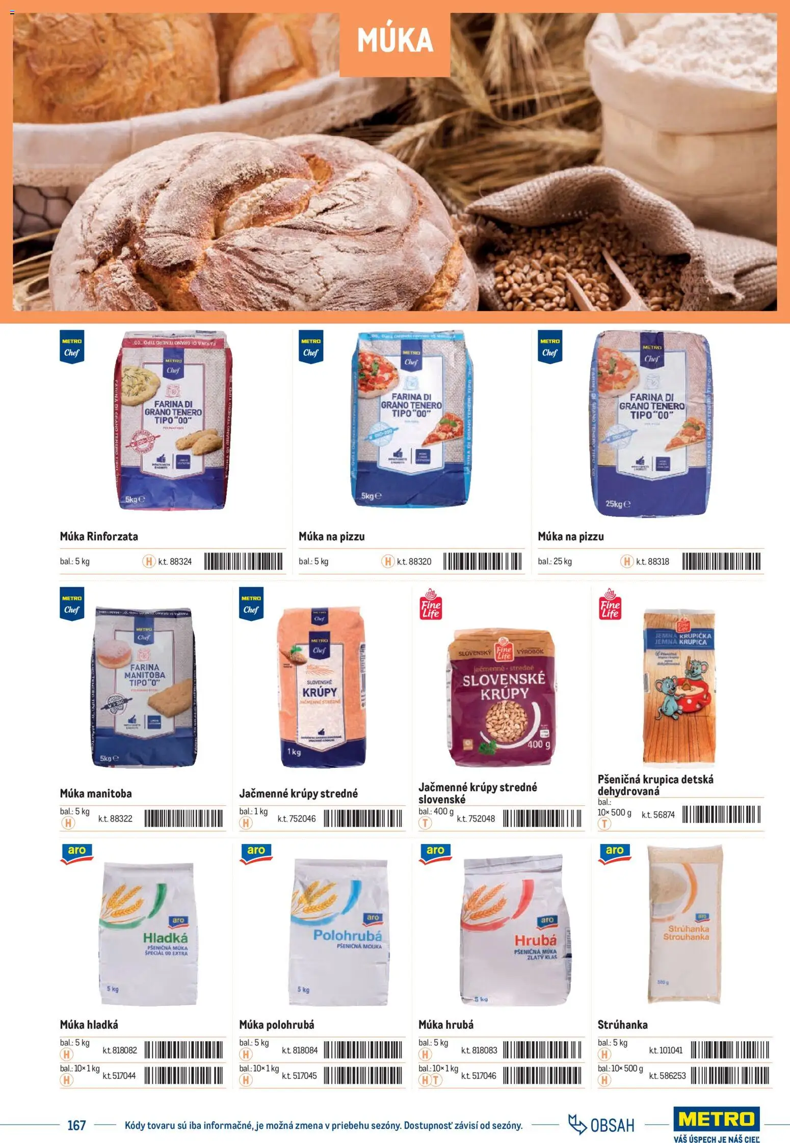 Nové Metro akcie – leták je platný od 01.01.2025 | Strana: 167 | Produkty: Zlatý klas, Pšeničná múka, Múka, Hladká múka