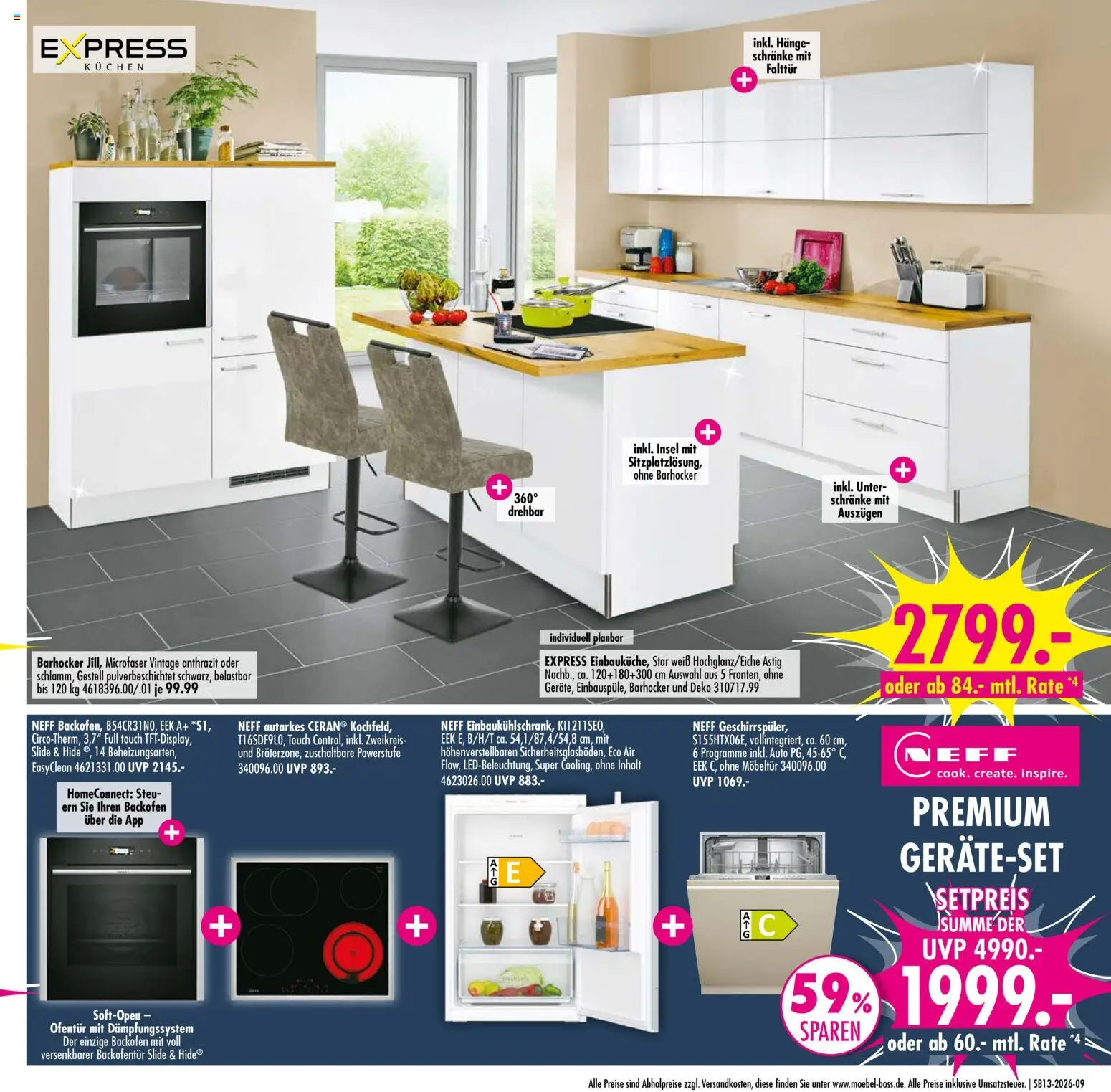 SB Möbel Boss Prospekt 	 – gültig ab 21.03.2026 | Seite: 9 | Produkte: Neff, Barhocker, Backofen, Kuchen