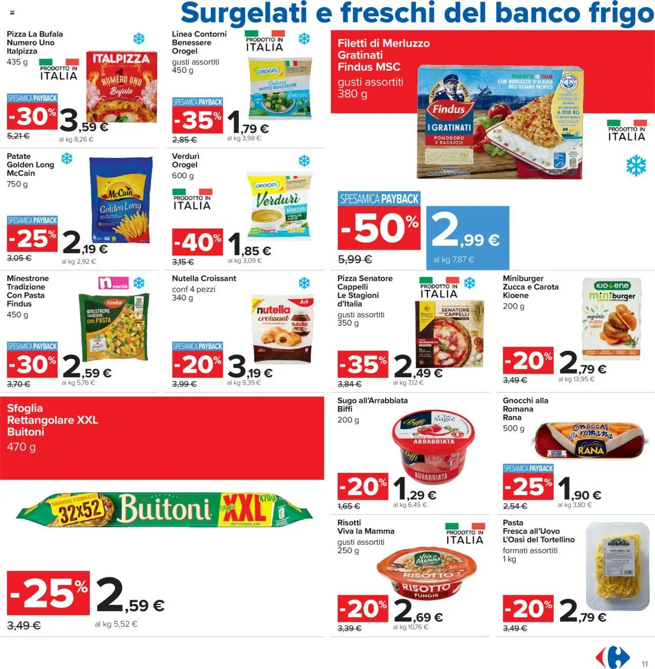 Volantino Carrefour del 23.10.2025 | Pagina: 11 | Prodotti: Pizza, Zucca, Croissant, Gnocchi