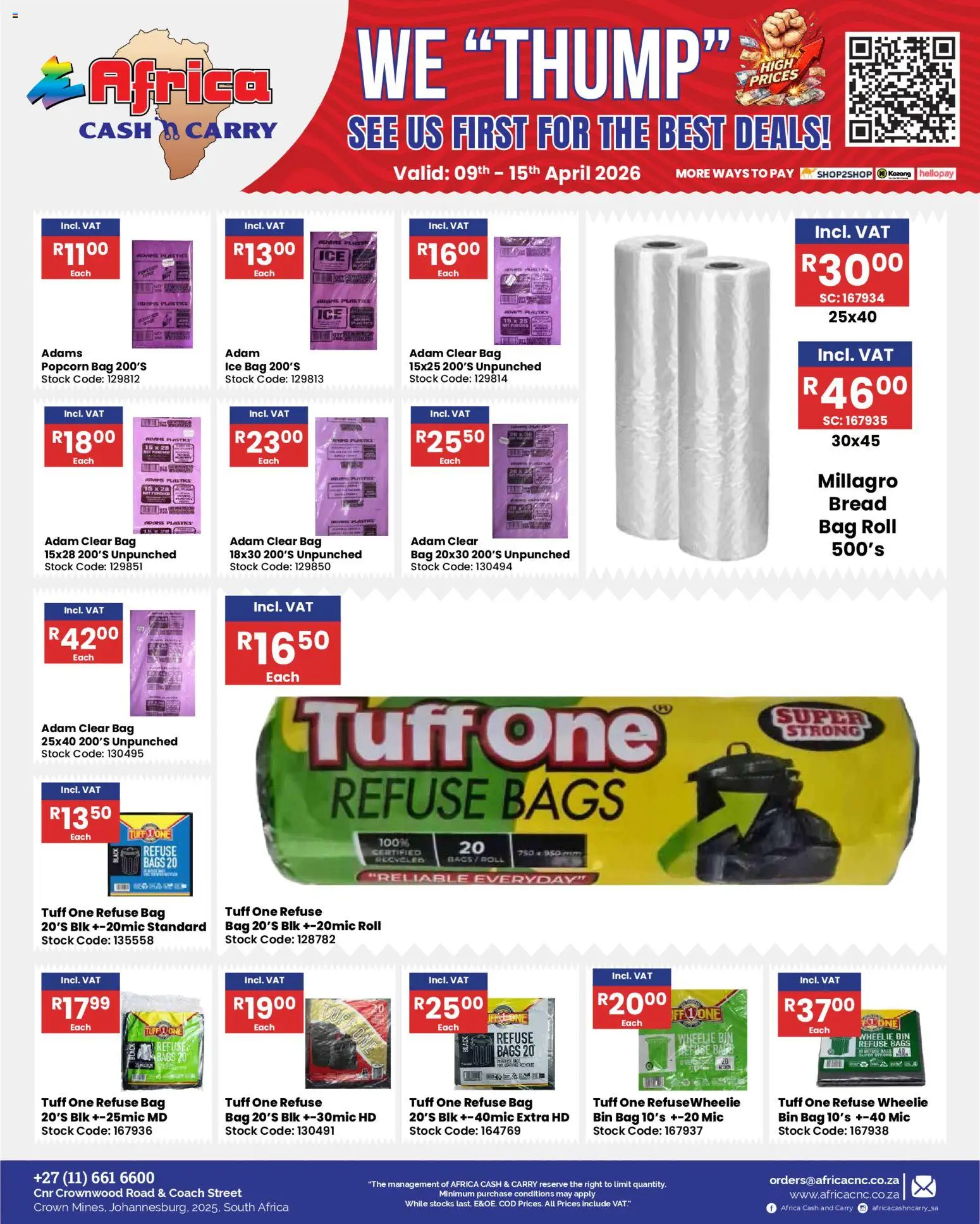 New Africa Cash & Carry catalogue – valid from 09.04.2026 | Page: 55 | Products: Bag, Bread, Refuse bags, Stock