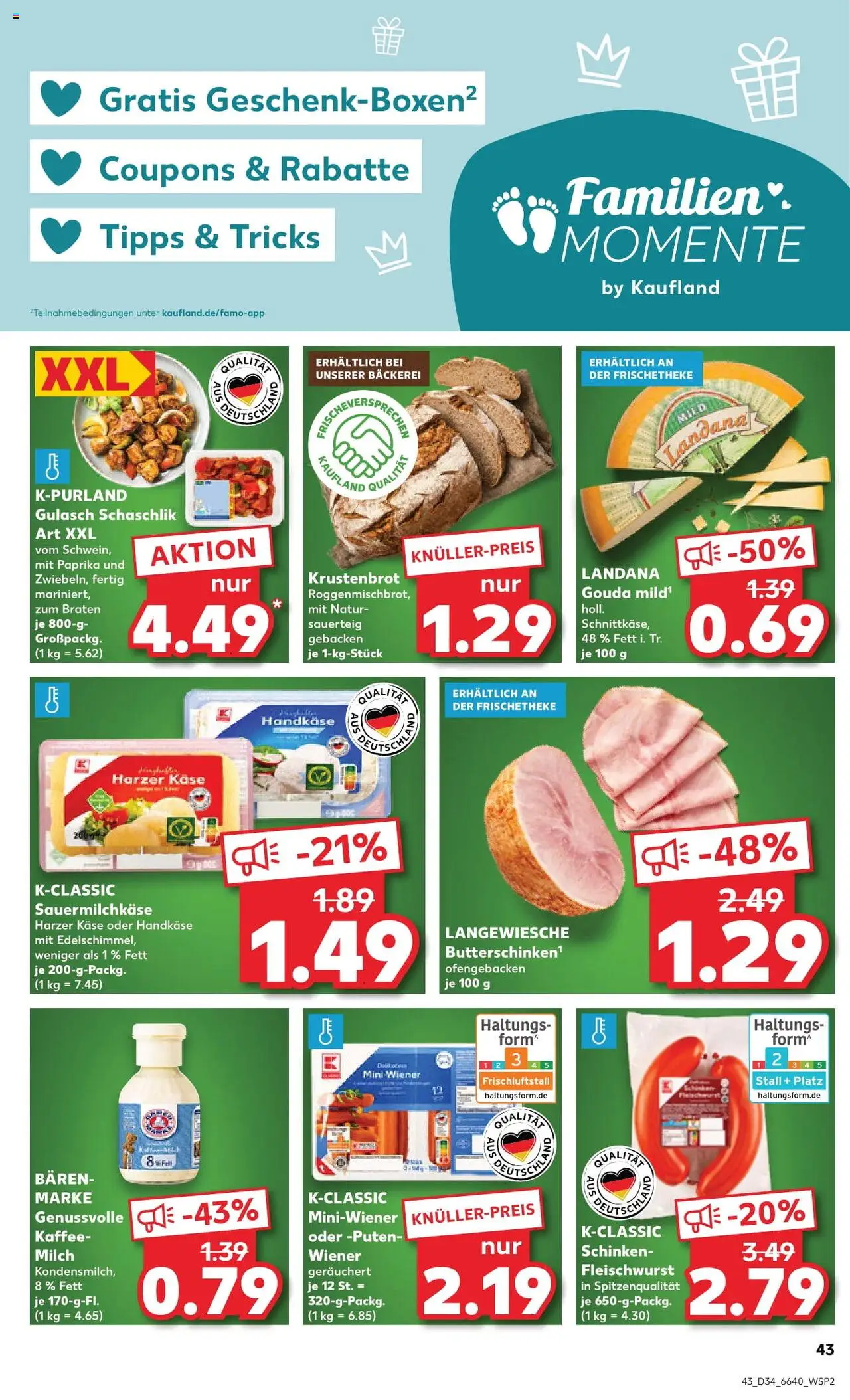 Kaufland Prospekt 	 - gültig ab dem 21.08.2025 | Seite: 43 | Produkte: Milch, Käse, Kaffee, Schinken