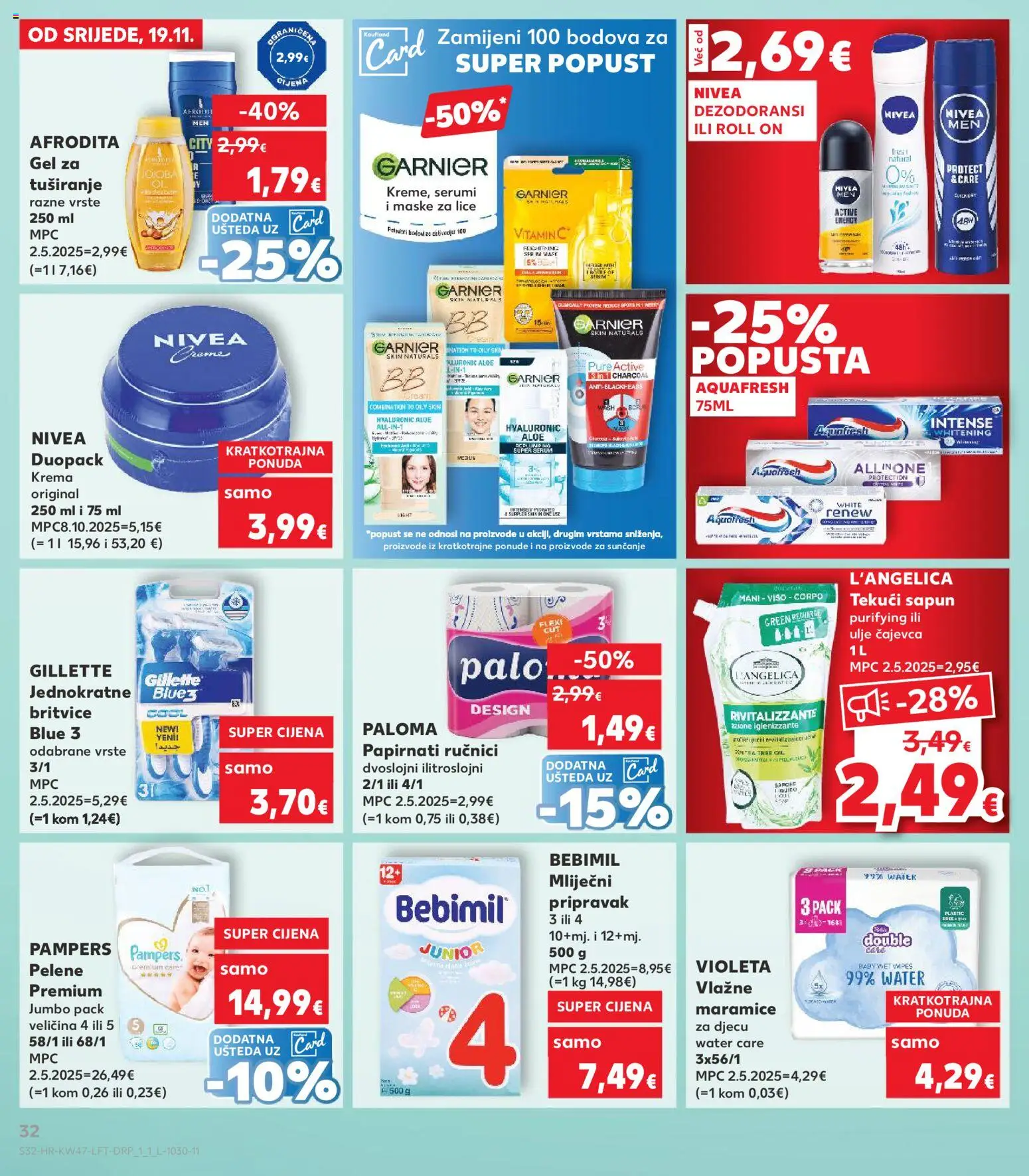 Kaufland HR akciós ujság - amely érvényes a következő dátumtól: 19.11.2025 | Oldal: 32 | Termékek: Pampers