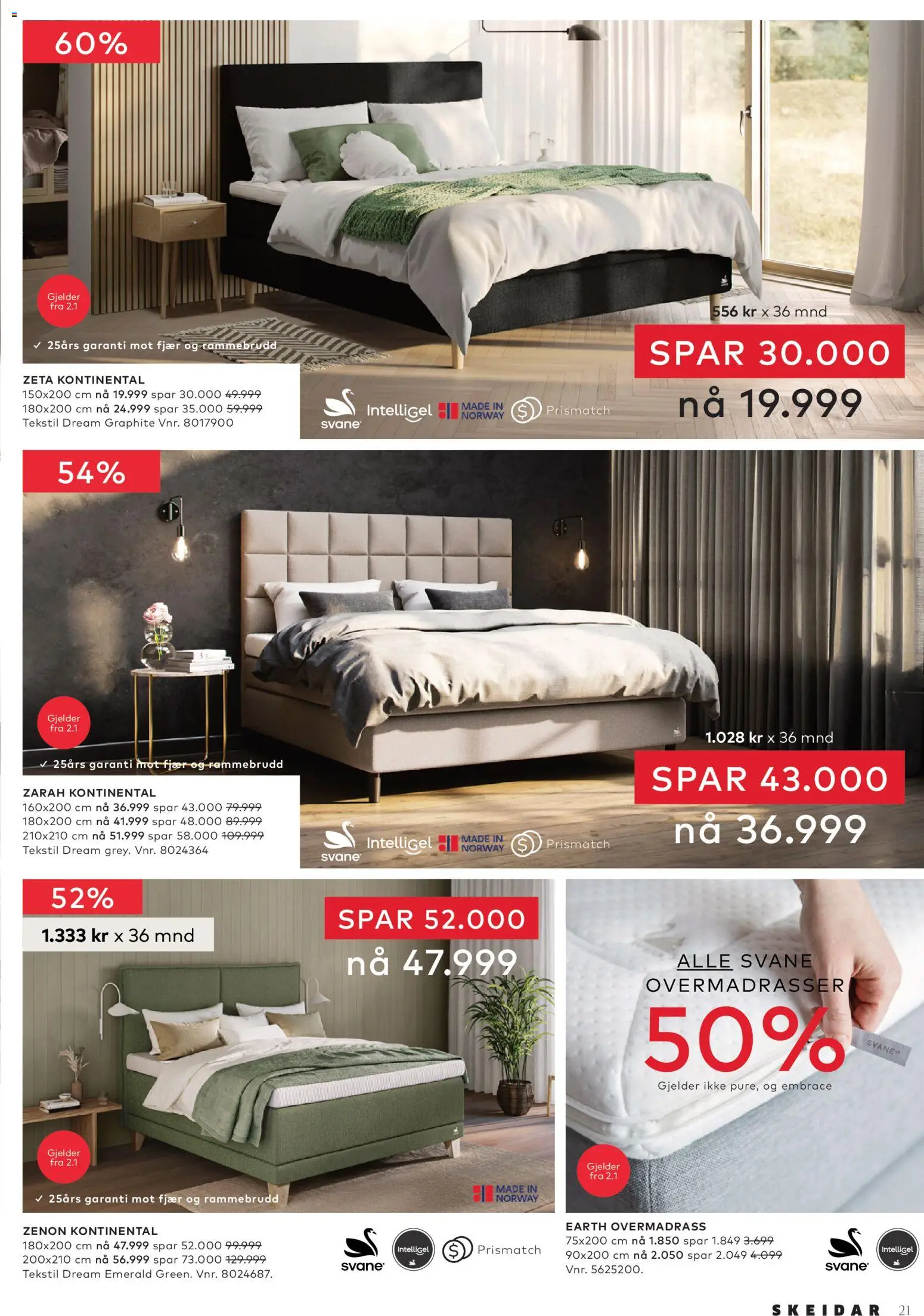 {H1} | Side: 21 | Produkter: Overmadrass