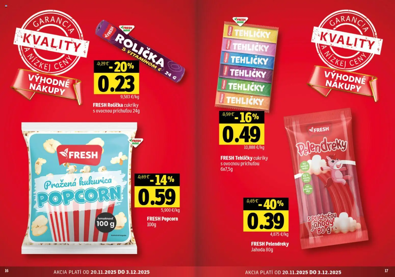 Nové Fresh akcie – leták je platný od 20.11.2025 | Strana: 9 | Produkty: Cukríky, Jahody, Kukurica