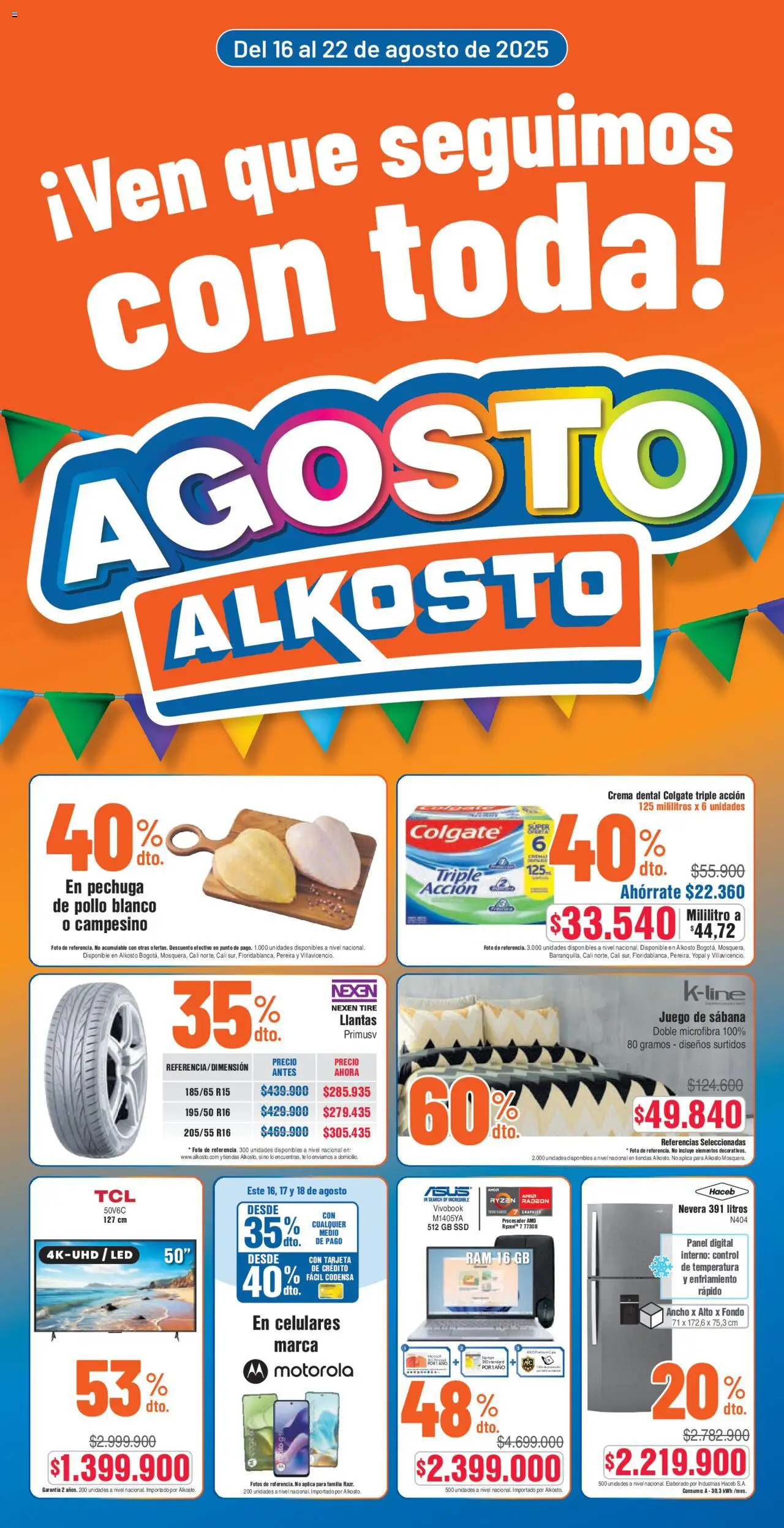 Alkosto folleto │ válido desde el 16.08.2025 | Página: 1 | Productos: Crema, Té, Nevera