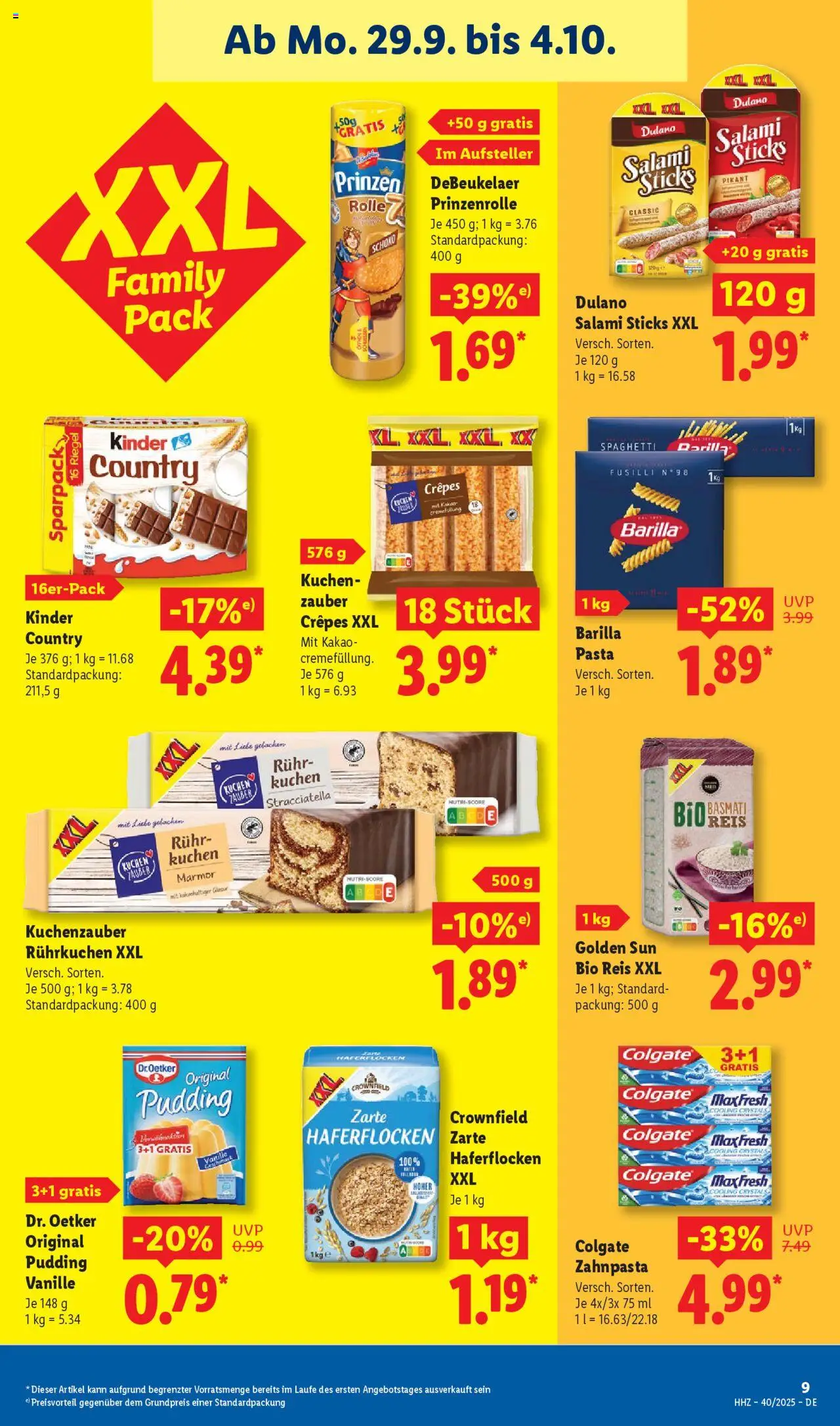Lidl - Prospekt – gültig ab 29.09.2025 | Seite: 21 | Produkte: Pudding, Pasta, Reis, Kuchen