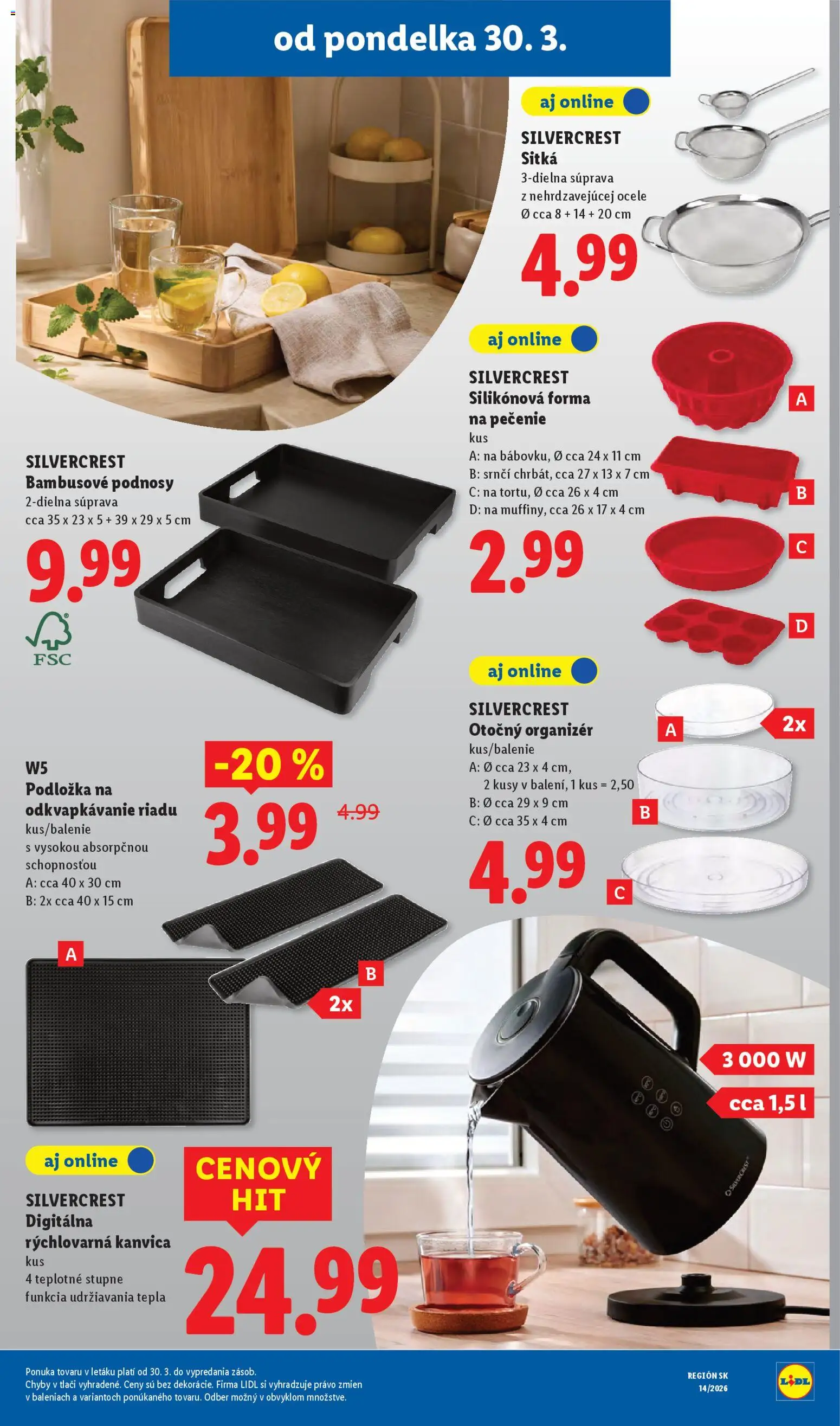 Nové Lidl akcie – leták je platný od 30.03.2026 | Strana: 63 | Produkty: Organizér, Rýchlovarná kanvica, Kanvica